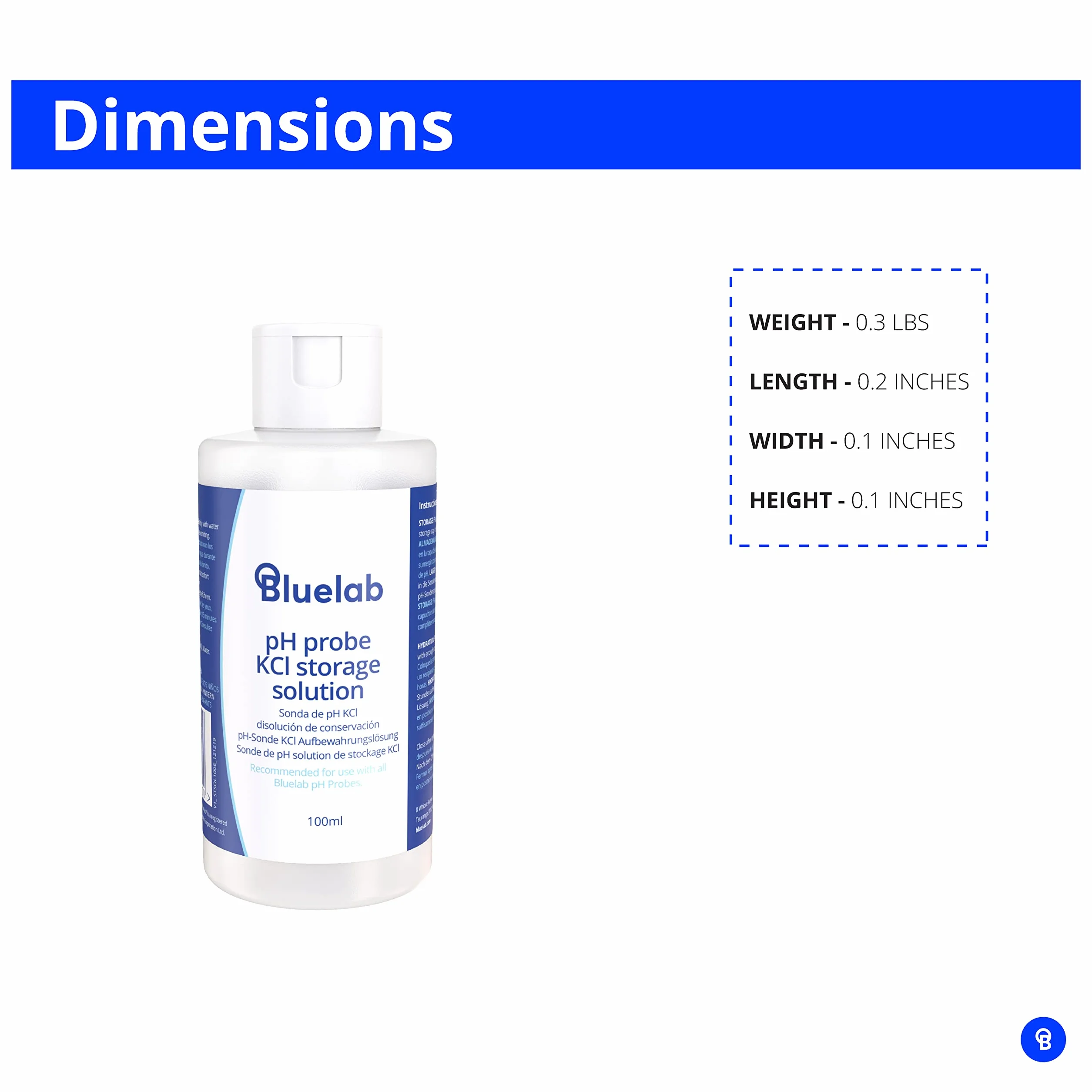 Bluelab STSOL100 KCL roztwór do przechowywania sond pH, 100 ml