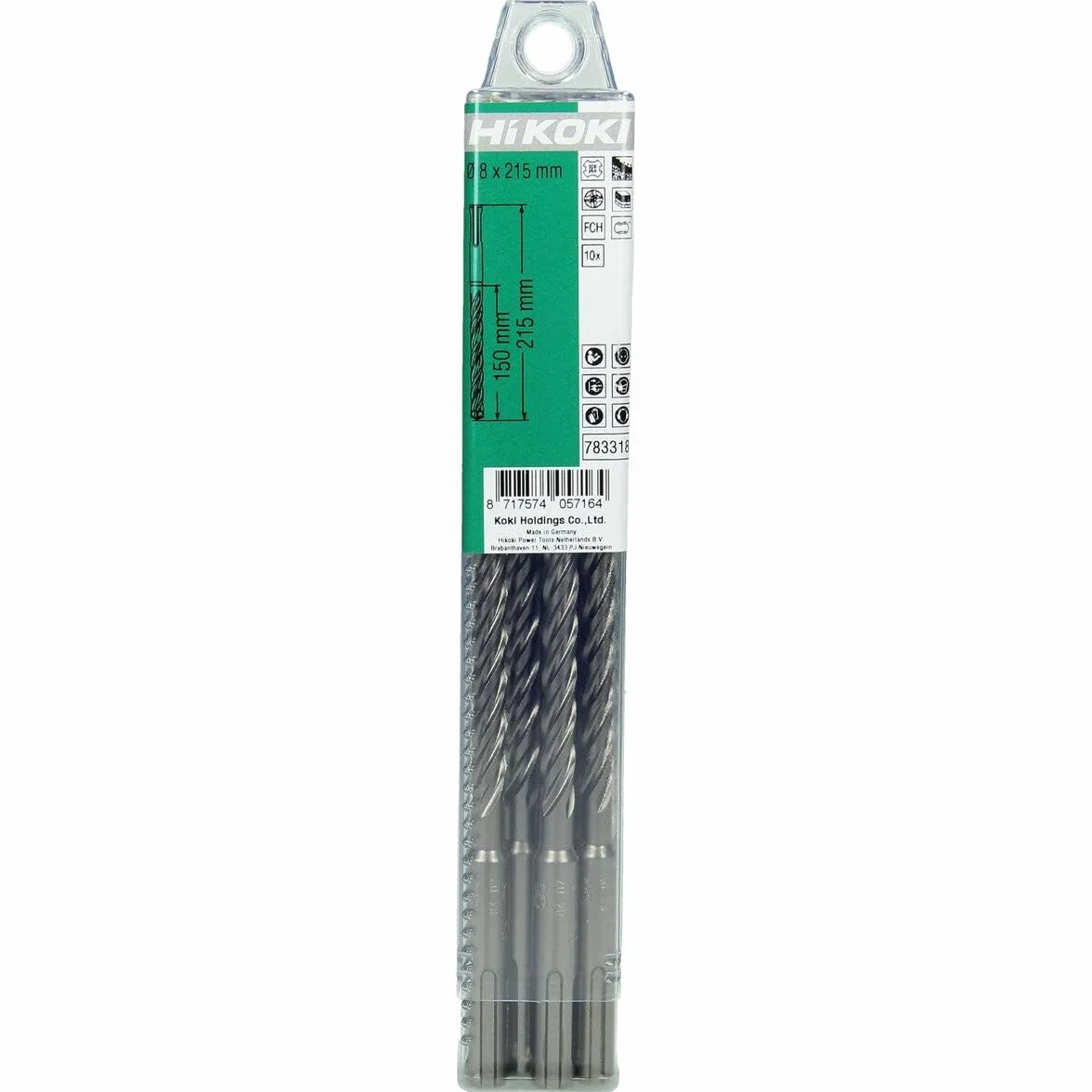Hitachi 783317 zestaw wierteł SDS-Plus 4 profesjonalne cięcia 8 x 160 mm długość 100