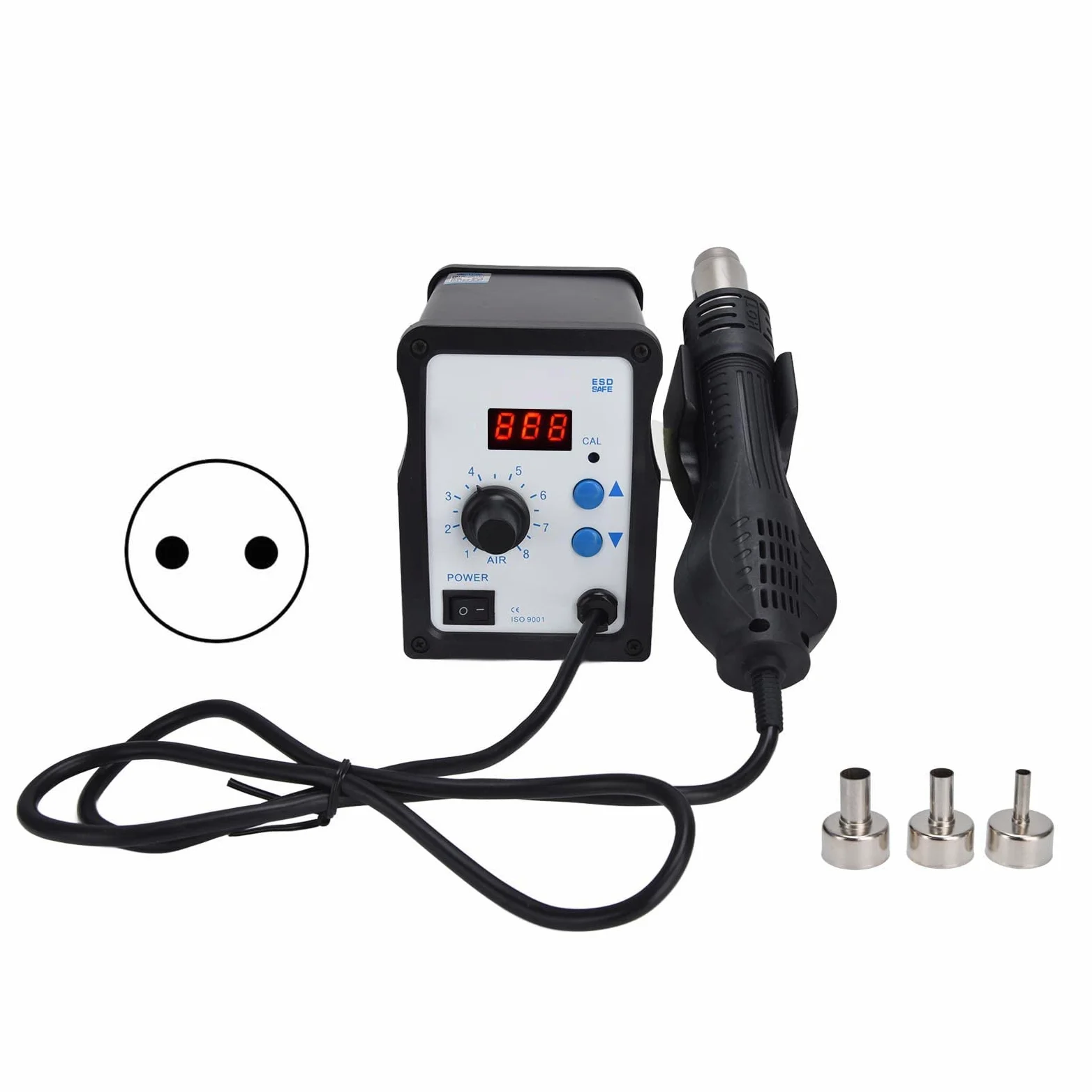 Cyfrowa Stacja Lutownicza 700W LED, Przeróbka na Gorące Powietrze 2 w 1 i Stacja Lutownicza z Konwersją Chłodnego/gorącego Powietrza do Telefonu PCB IC Spawanie SMD(Europejska wtyczka AC220V)