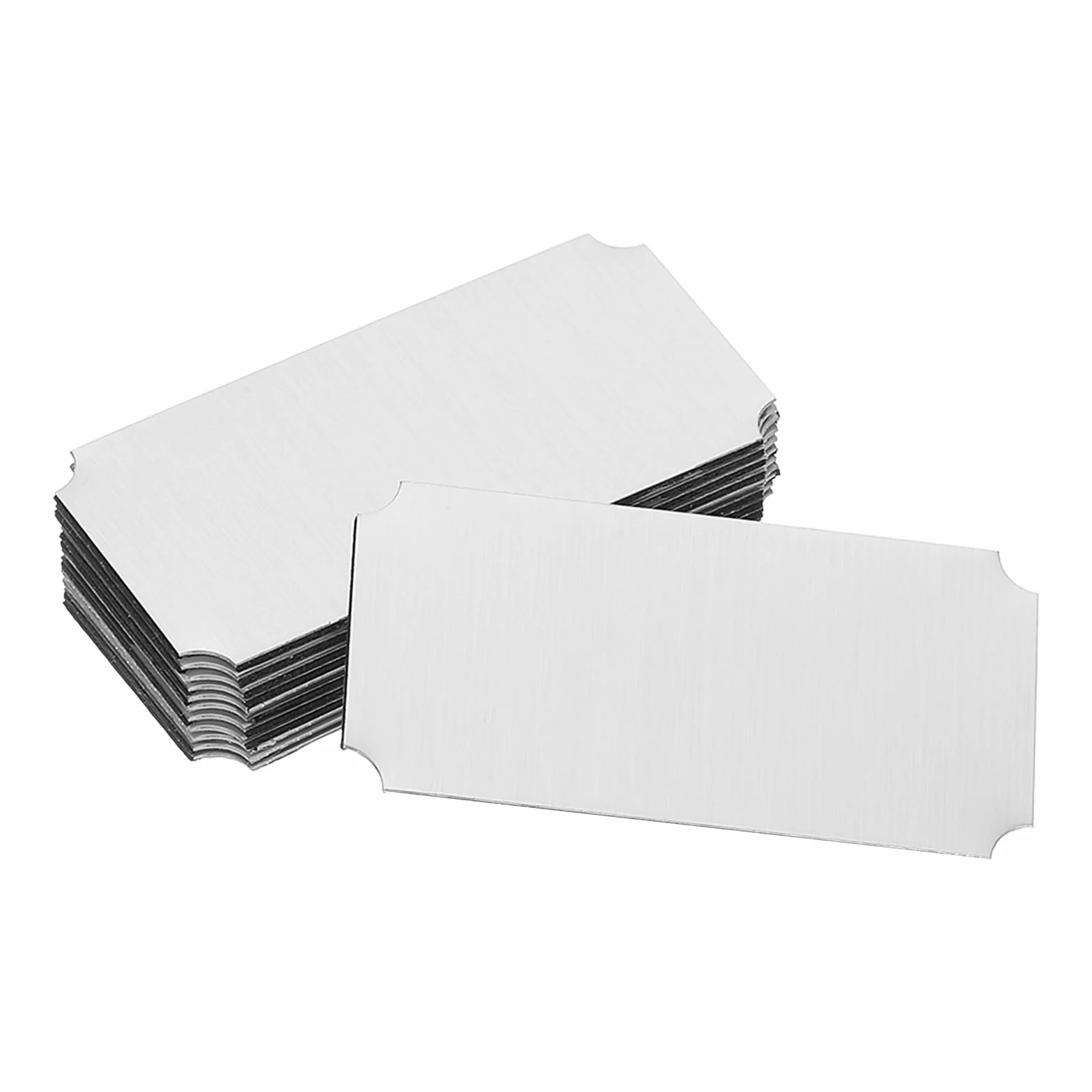 QUARKZMAN 12 pustych tabliczek, 2 x 1" metalowa tabliczka znamionowa grawerowana laserowo mocna tabliczka znamionowa spersonalizowana anodowana aluminium do oznakowania DIY, srebrny rzeźbiony kąt