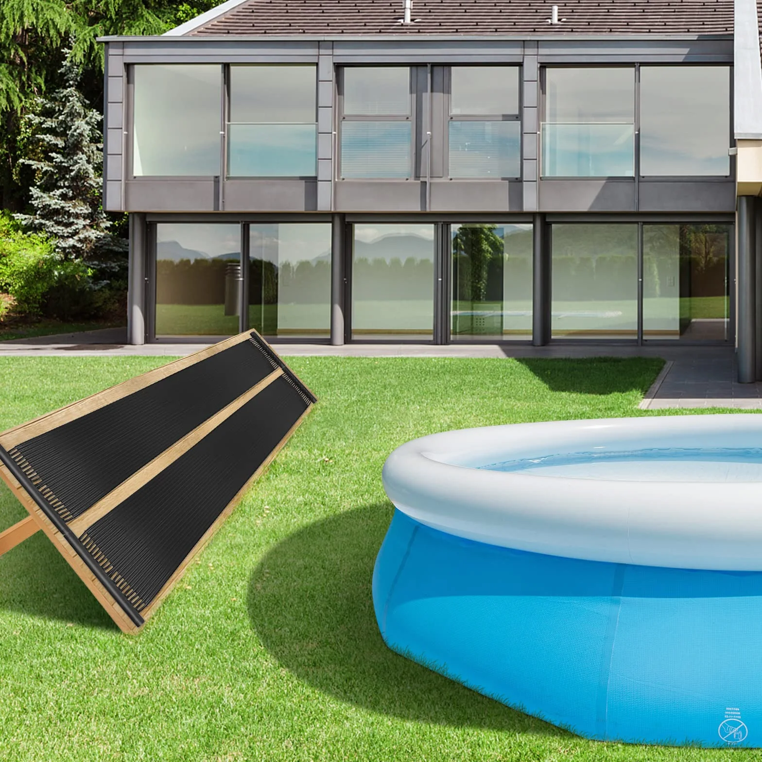 COSTWAY Kolektor solarny ogrzewanie basenu, 600 x 75 cm, ogrzewanie solarne z tworzywa sztucznego odpornego na promieniowanie UV, ogrzewanie basenu do 25800 l, czarny