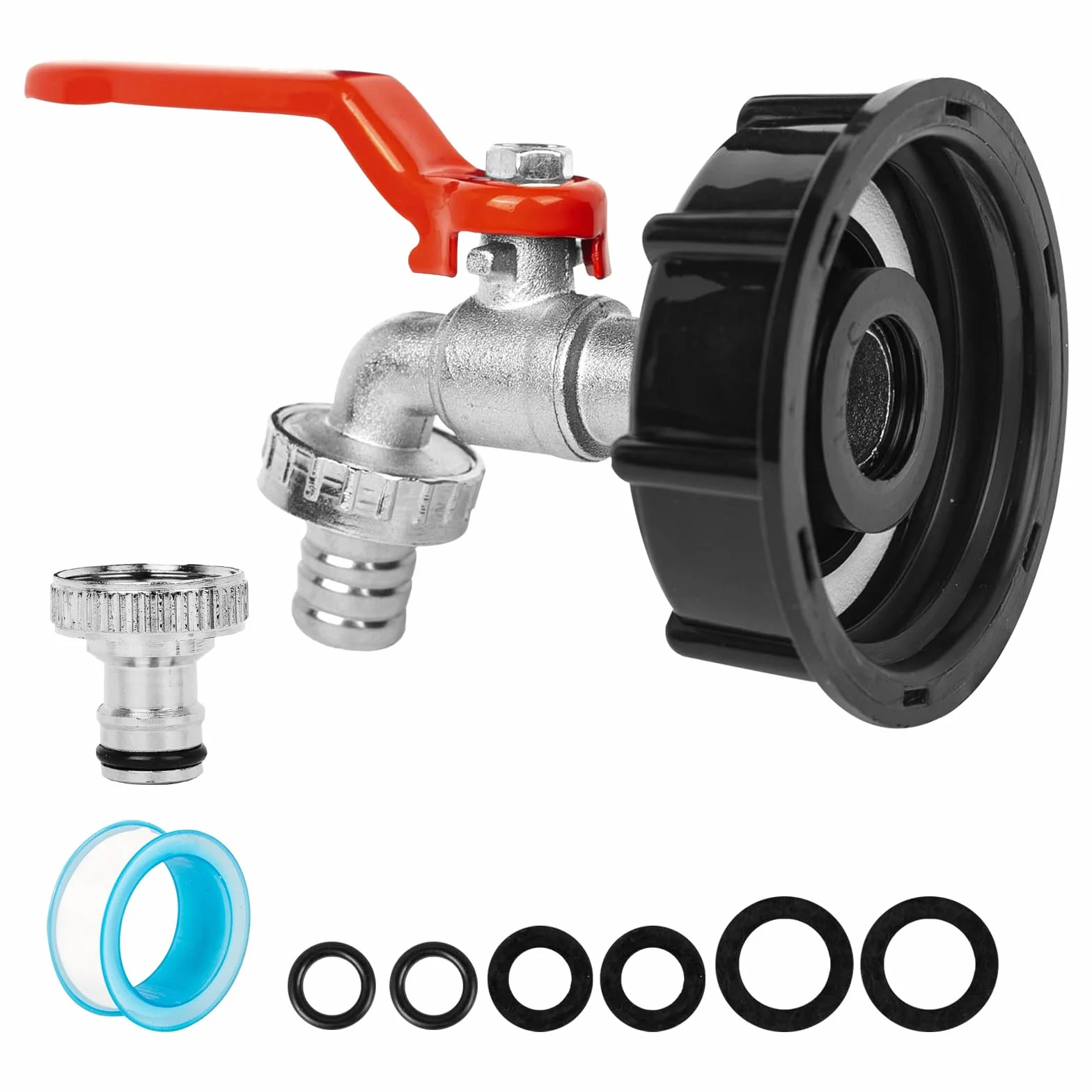 IBC Tap IBC Złączki do zbiornika - 1/2 cala kran do zbiornika IBC ze stopu mosiądzu, adapter złącza węża IBC zawór zbiornika do zbiornika na wodę S60x6 IBC