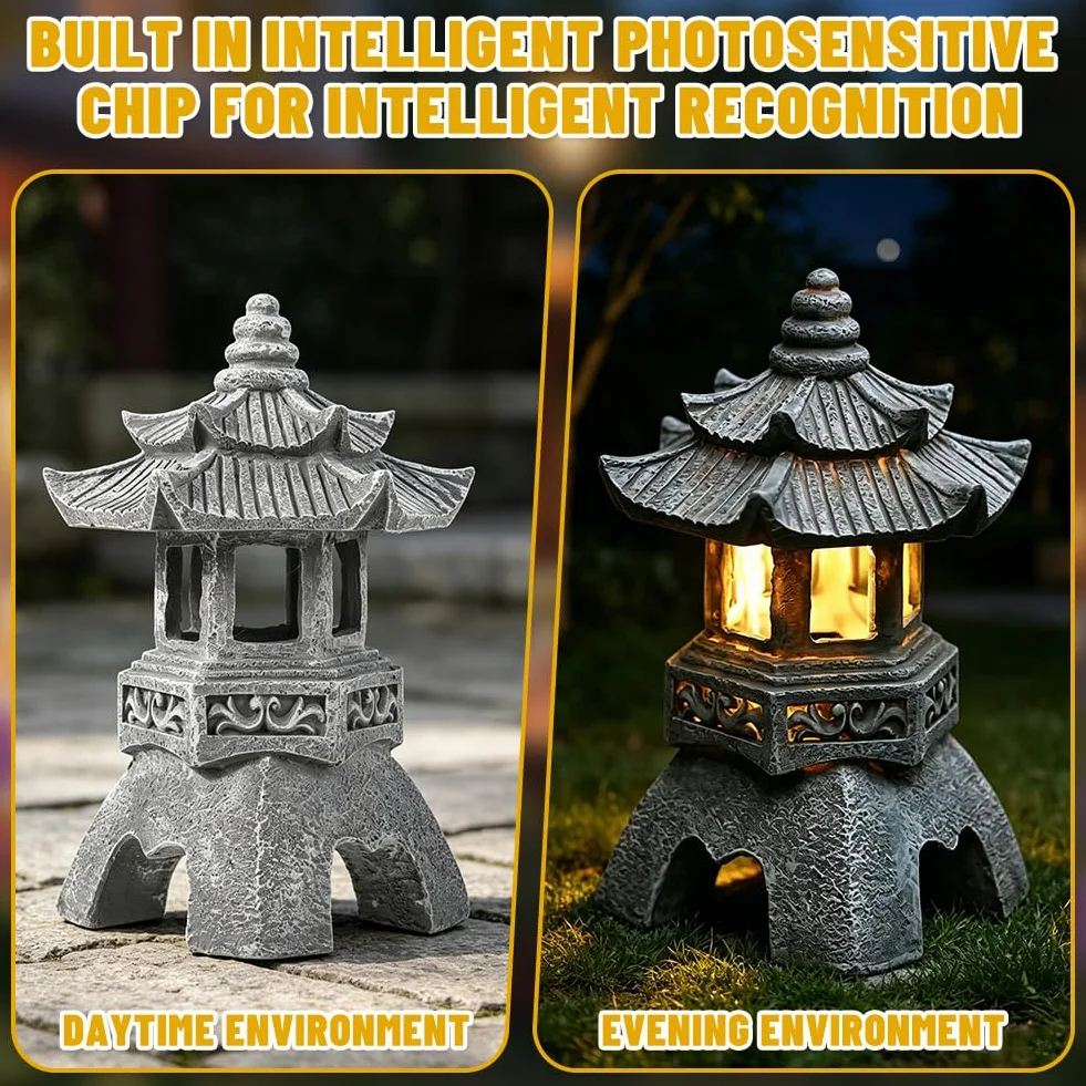 Pagoda japońska solarna latarnia ogrodowa dekoracja 26 x 17 cm