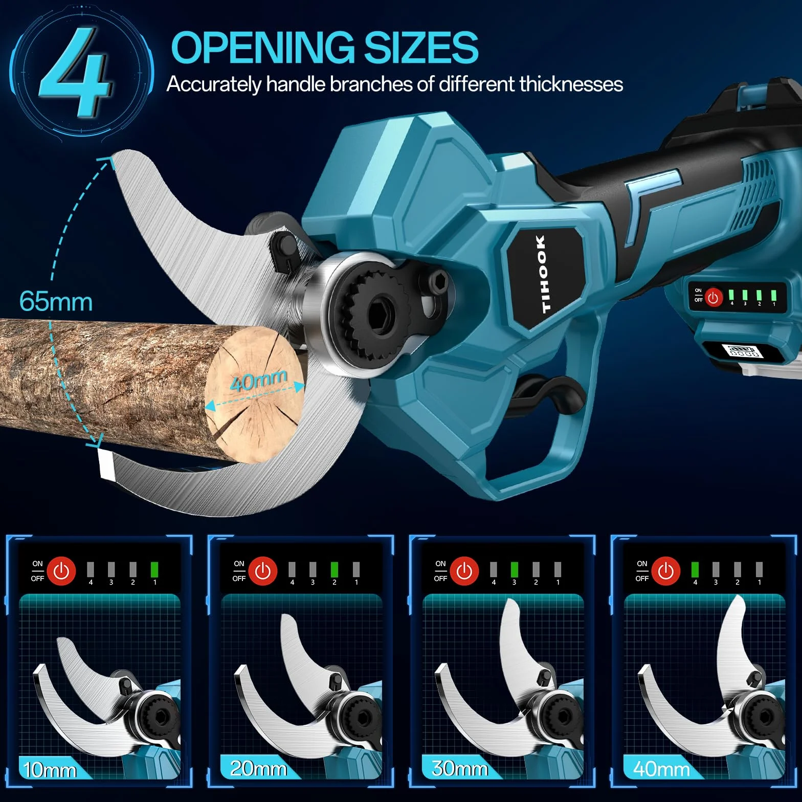 Akumulatorowe nożyce do gałęzi 18 V, kompatybilne z Makita BL-18 V, silnik bezszczotkowy, otwór 60 mm