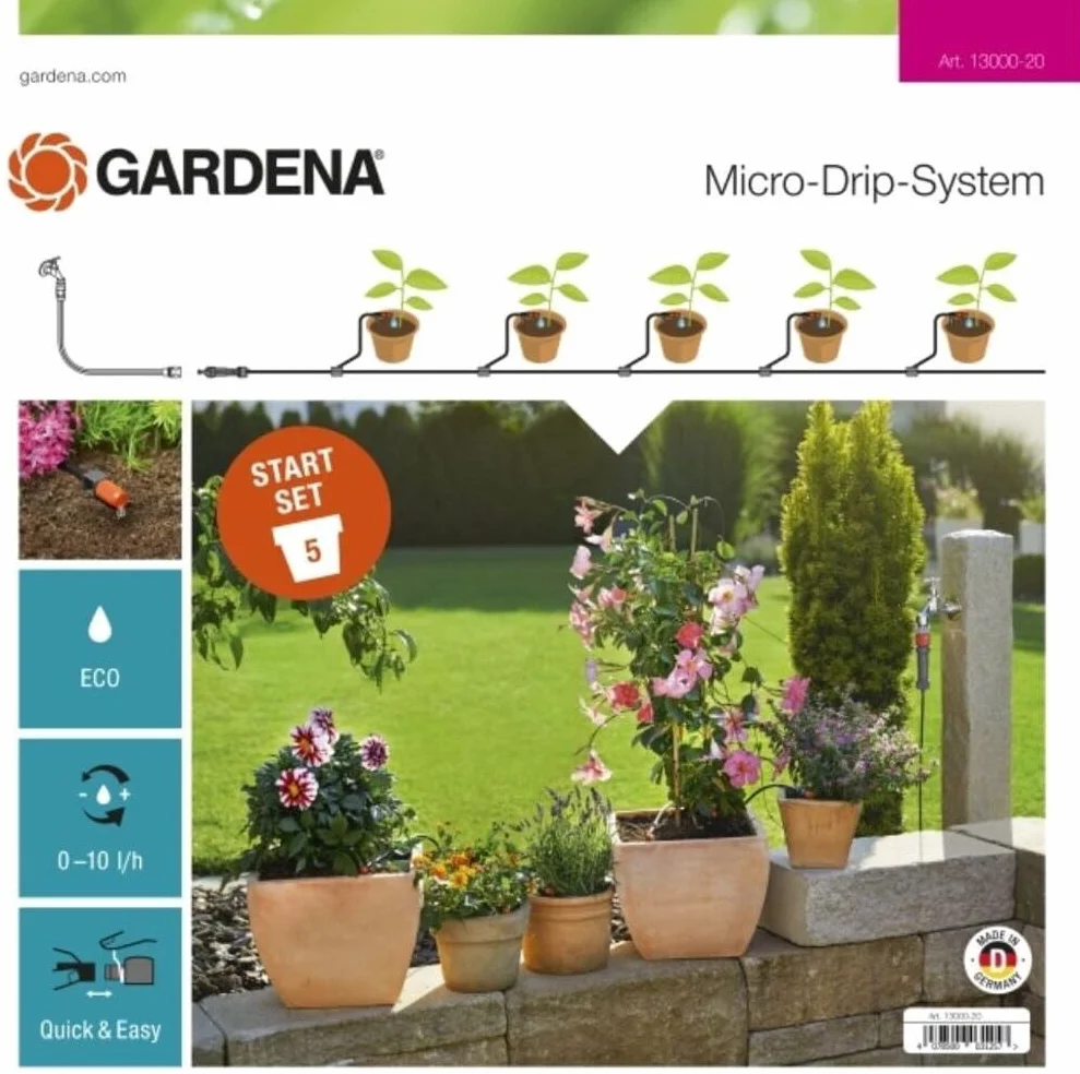 Gardena zestaw podstawowy S Micro-Drip do 5 roślin doniczkowych automatyczne nawadnianie 13000-20
