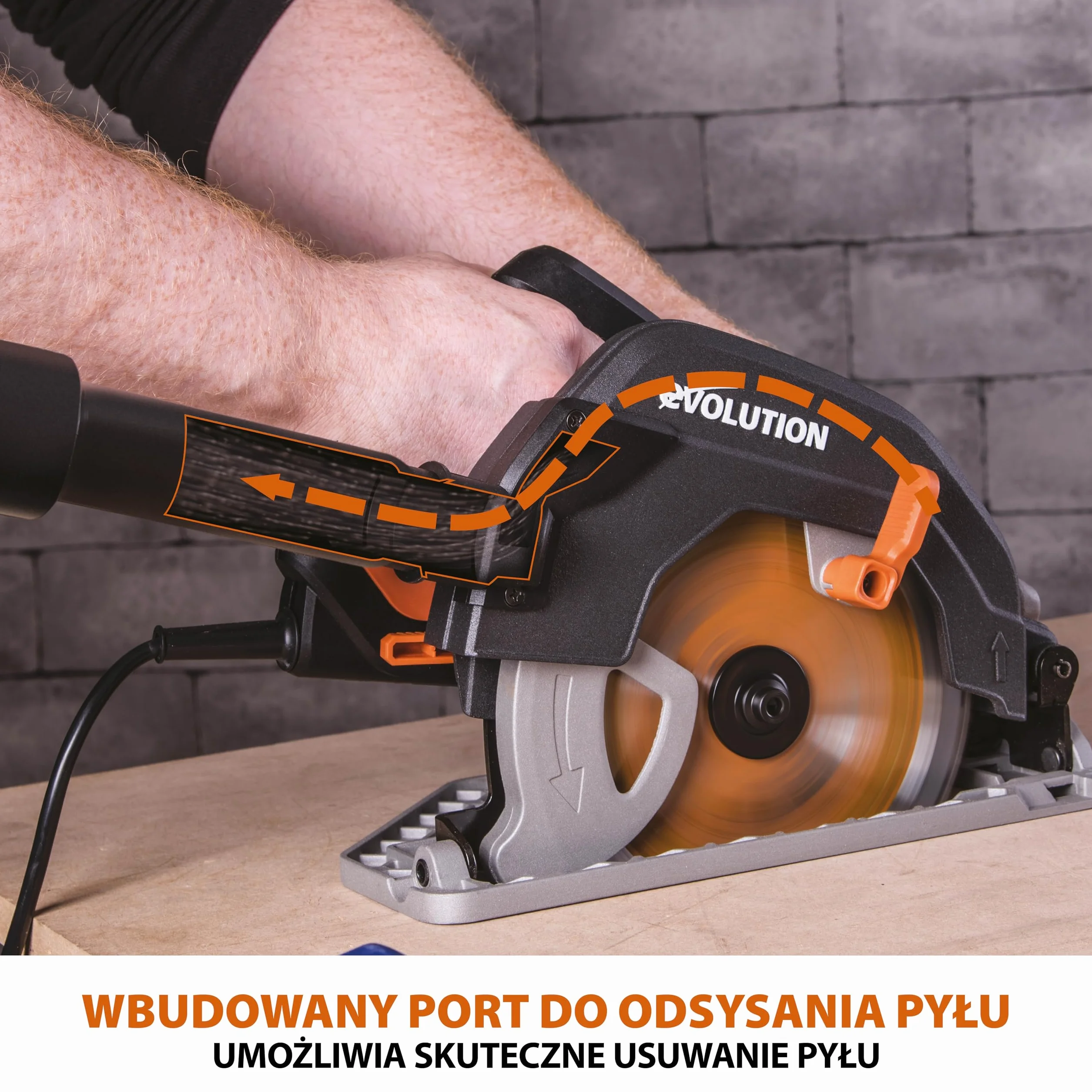 Evolution Power Tools R185CCS Pilarka tarczowa z szyną i tarczą TCT 185 mm do cięcia wielu materiałów: tnie drewno, metal stal aluminium plastik, opcja odchylenia, w zestawie prowadnica