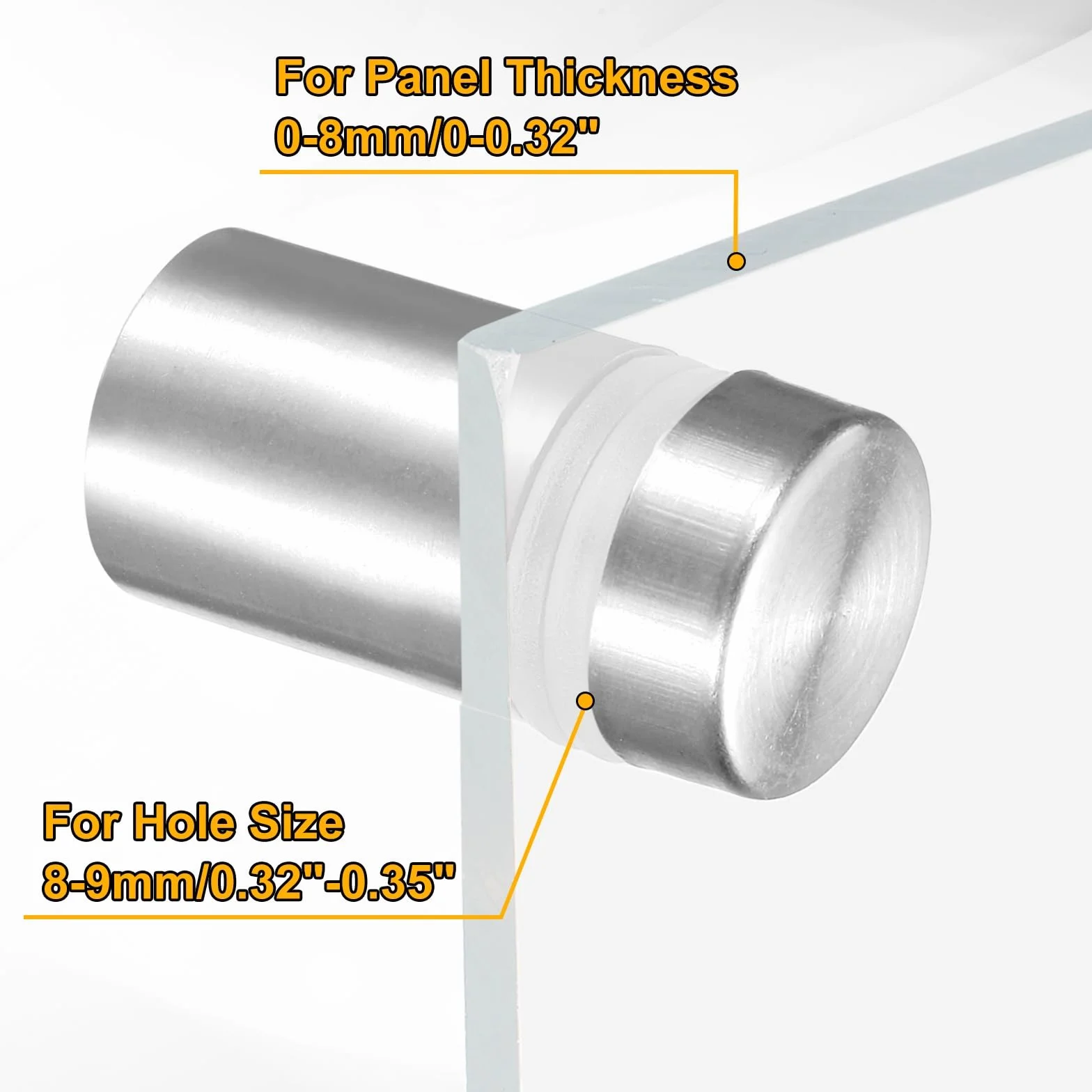 QUARKZMAN 8 sztuk wsporników dystansowych do ścian, 12 mm x 20 mm, ze stali nierdzewnej, ze śrubami i rurą rozprężną, do tabliczek wyświetlaczy - porcelana biała
