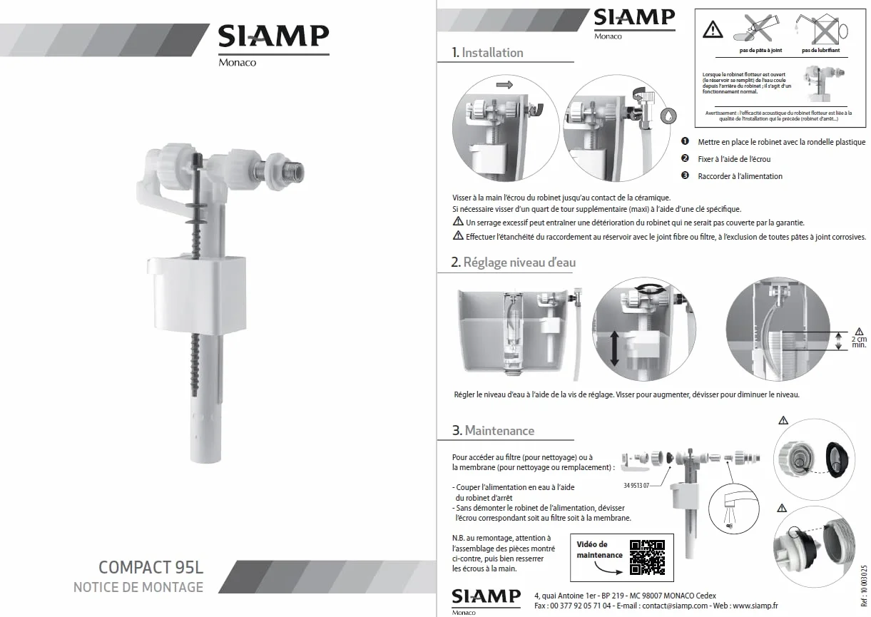 Siamp 30950007 Compact przyłącze do zaworu pływakowego