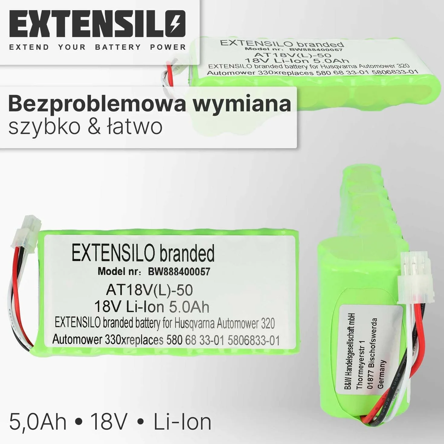 Akumulator Husqvarna Automower 420 330X 2014 2015 2016 5000 mAh 18 V litowo-jonowa