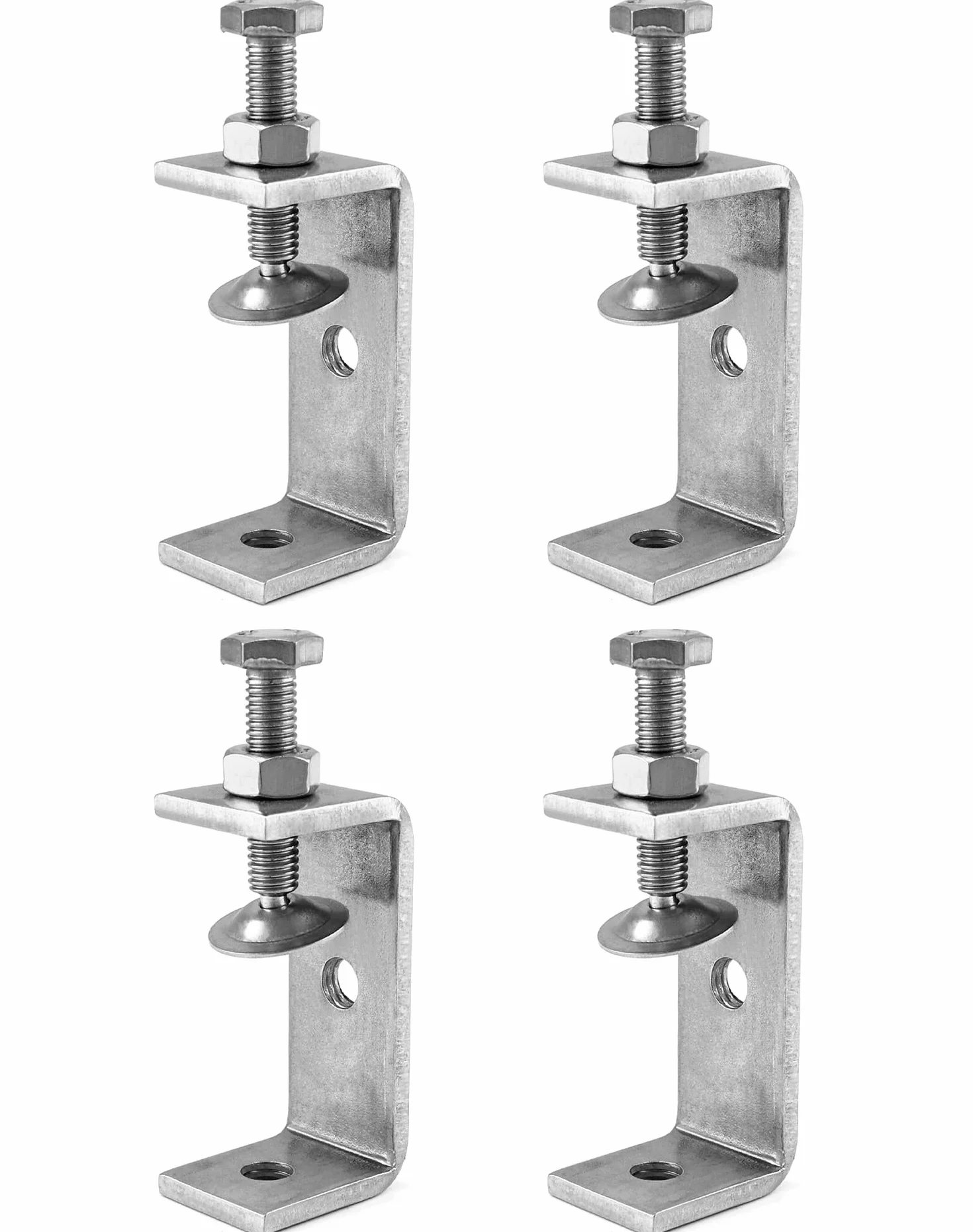 QWORK 4 Pack 304 zaciski C ze stali nierdzewnej, zacisk C o dużej wytrzymałości, do majsterkowania, obróbki drewna, stolarki spawalniczej, srebrny, styl 1