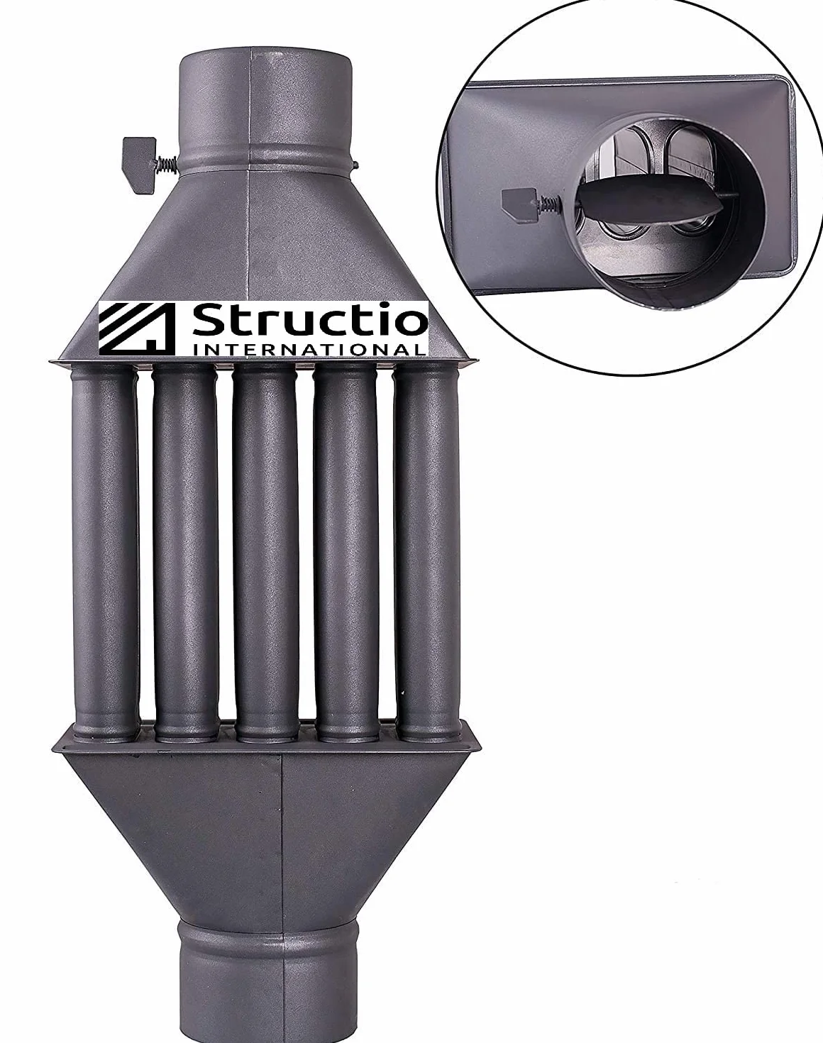 Wymiennik ciepła spalin 130 mm, chłodnica spalin, rura kominowa stalowa 5 rur, tłumiki Ø 130 mm