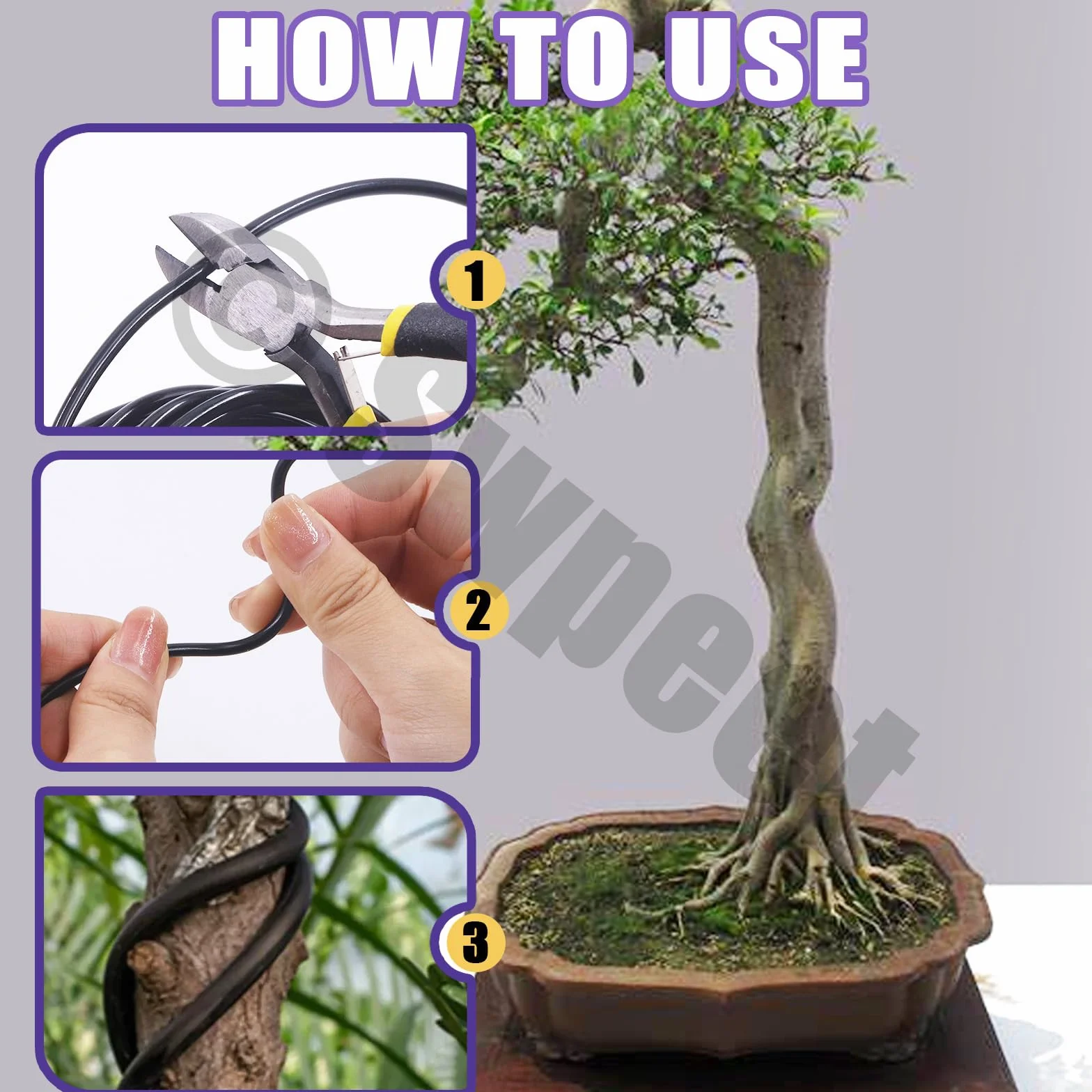 Swpeet zestaw narzędzi do bonsai z drutu aluminiowego 5 szt. 300 m 4 rozmiary 1/1,5/2/3 mm