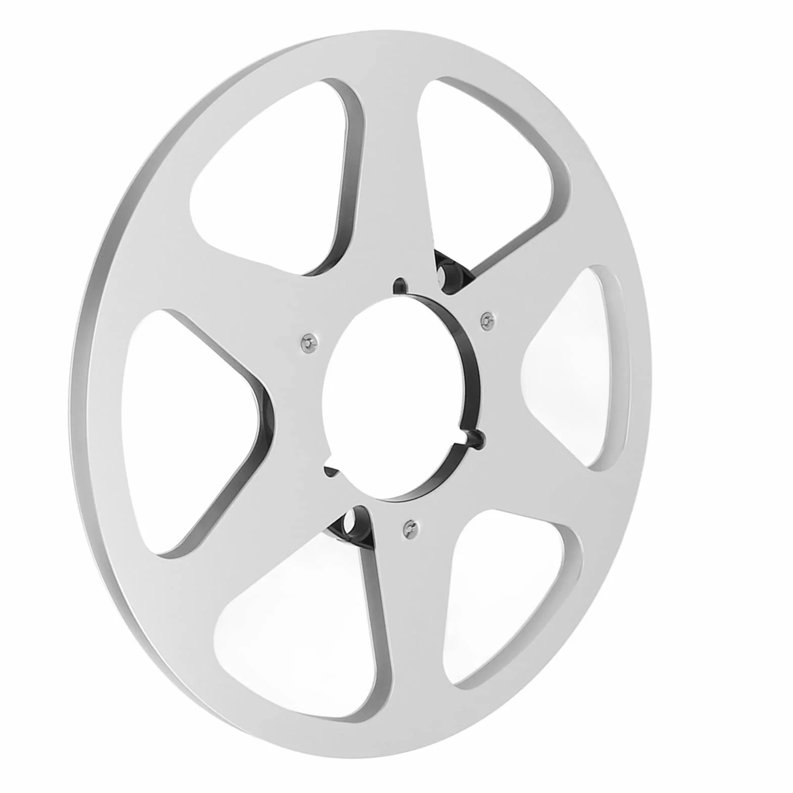 10-calowa Otwarta Szpula Audio Aluminiowa Szpula Odbiorcza, Pusta Szpula Odbiorcza na małą piastę, Magnetofon Szpulowy na taśmę magnetofonową na Taśmy 1/4 Cala, Magnetyczna (Srebrny kolor)