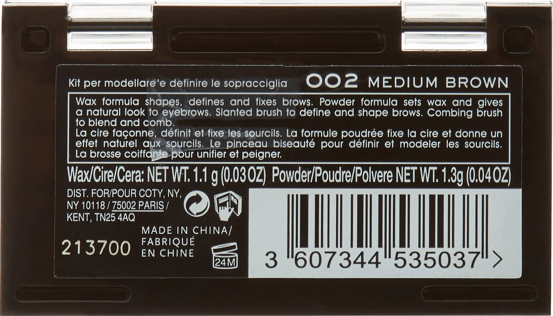 Rimmel Brow This Way paleta do brwi, wosk i cień do brwi w jednym produkcie, trwały efekt, nr 002 – Medium Brown