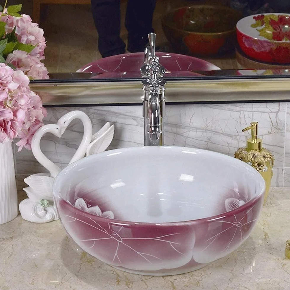 Umywalka łazienkowa nablatowa, biała porcelanowa umywalka ceramiczna nablatowa, 15,6" x 12,6" umywalka łazienkowa w zestawie,
