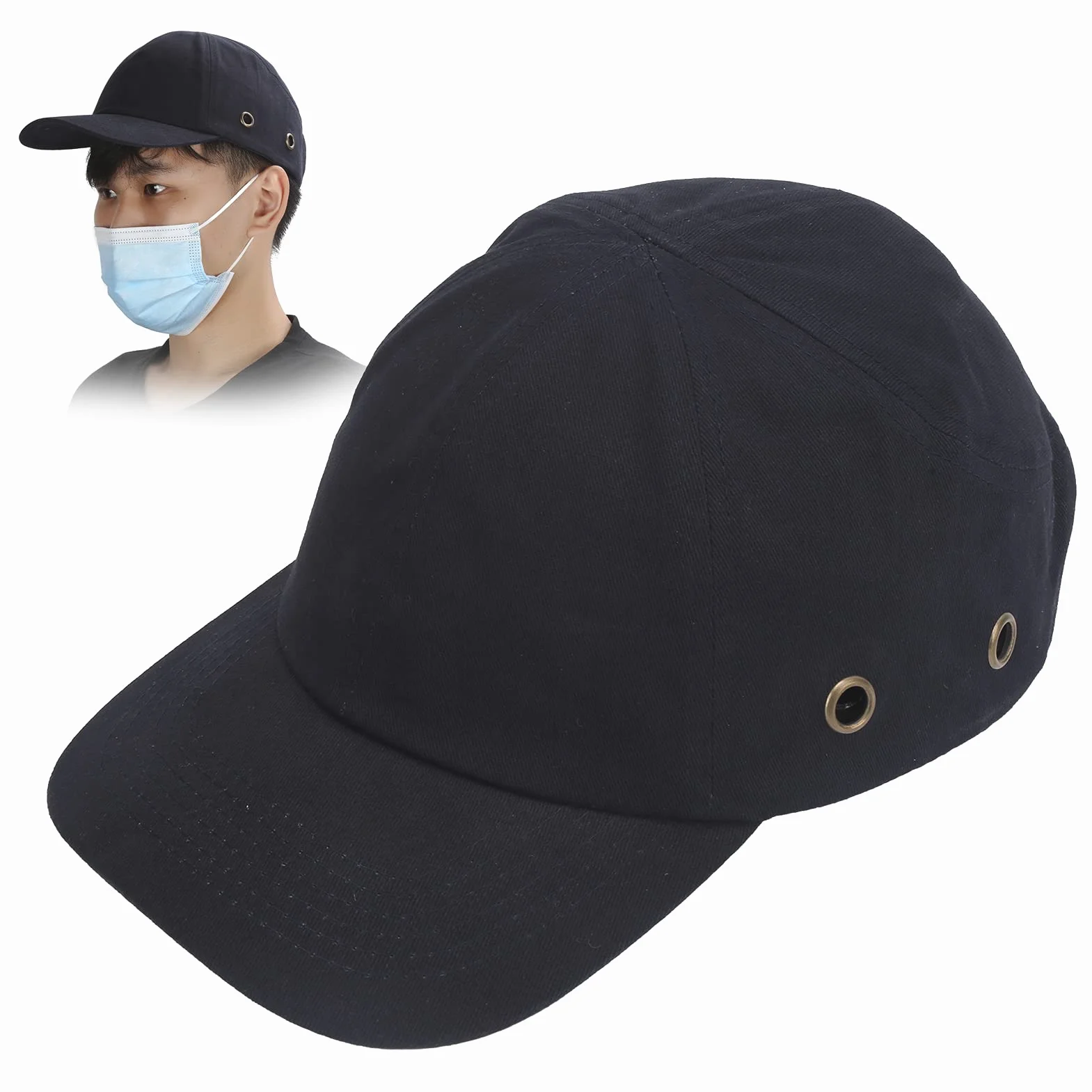 Czapka z Daszkiem, Ochronna Hard Hat Amortyzująca Konstrukcja Wewnętrznego Kasku (Czarny)