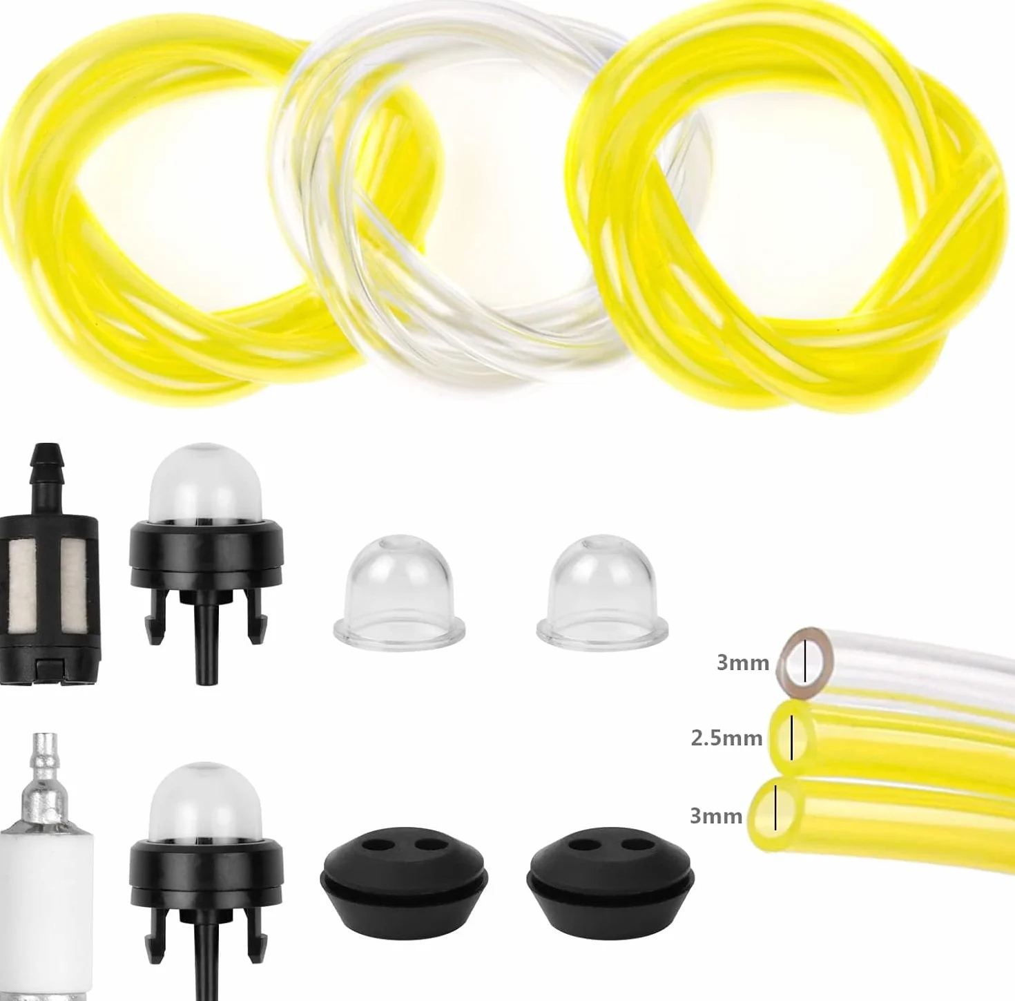 GOTRUST Uniwersalny zestaw filtrów benzynowych wąż paliwowy 2,5 mm 3 mm do kosiarki spalinowej podkaszarki
