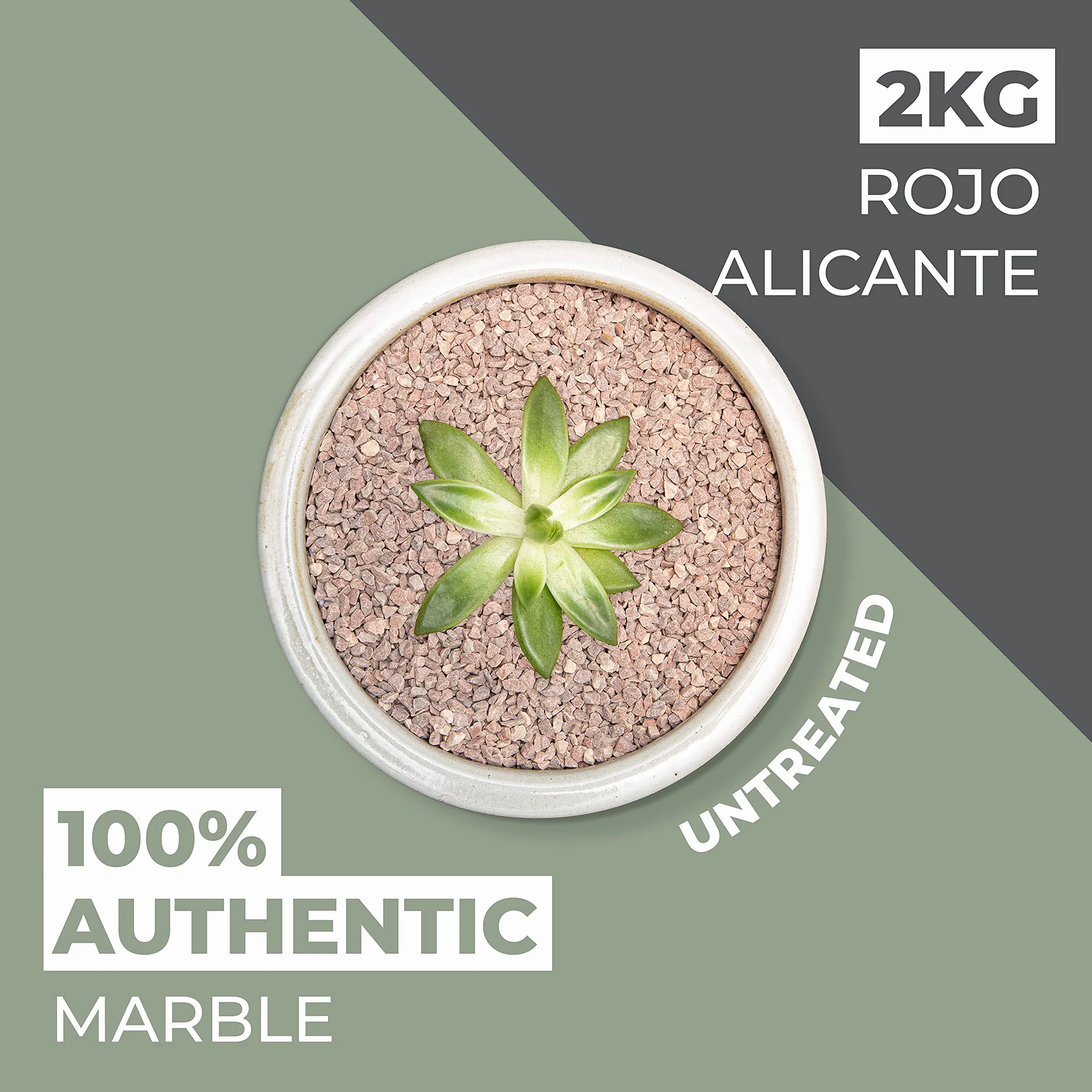 Naturalny świat kamienie ozdobne do roślin – piękne naturalne kamienie | 2 kg | średnica 5 mm | idealne do doniczek wewnątrz i na zewnątrz | do domu, ogrodu, doniczek i (Rojo Alicante)