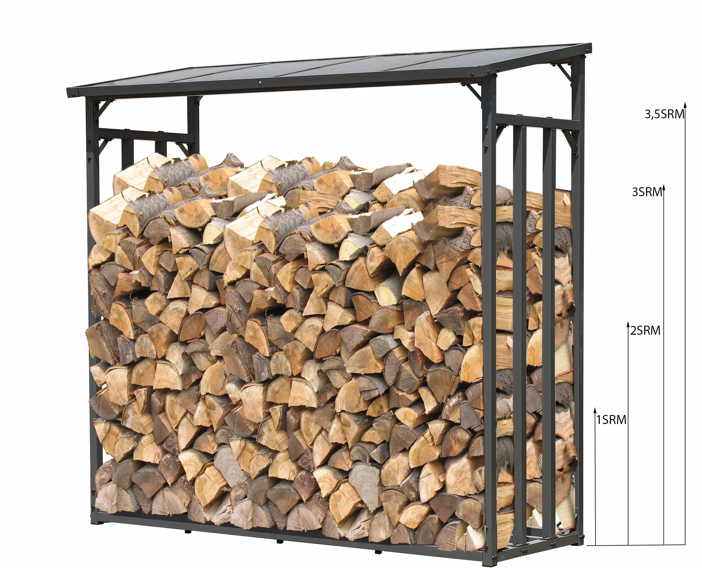 Metalowy regał na drewno kominkowe antracyt XXL 185 x 70 x 185 cm 2,3 m³