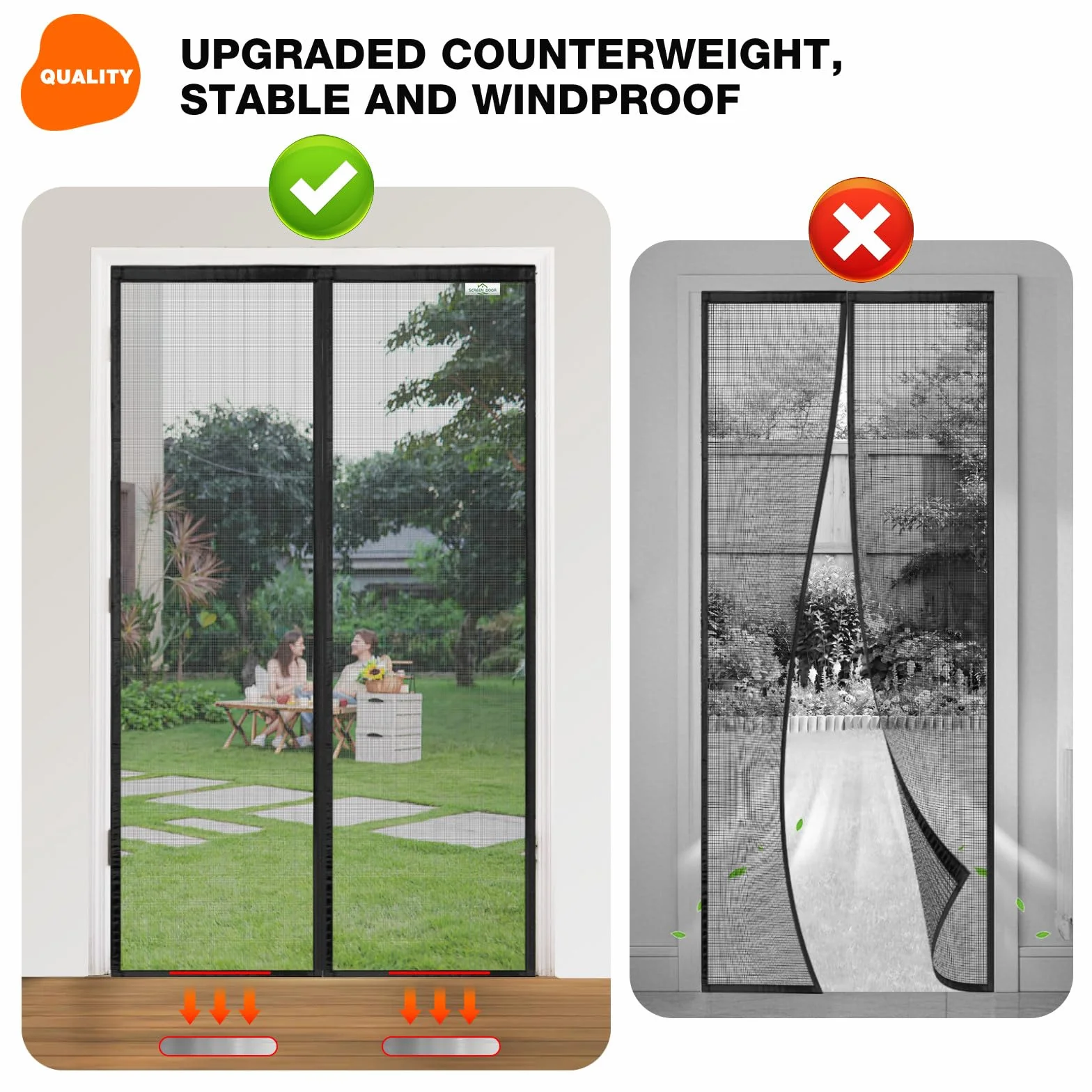 SCREEN DOOR Moskitiera do drzwi okiennych 160 x 220 cm, wysokiej jakości moskitiera, ochrona przed owadami, łatwa instalacja - czarna