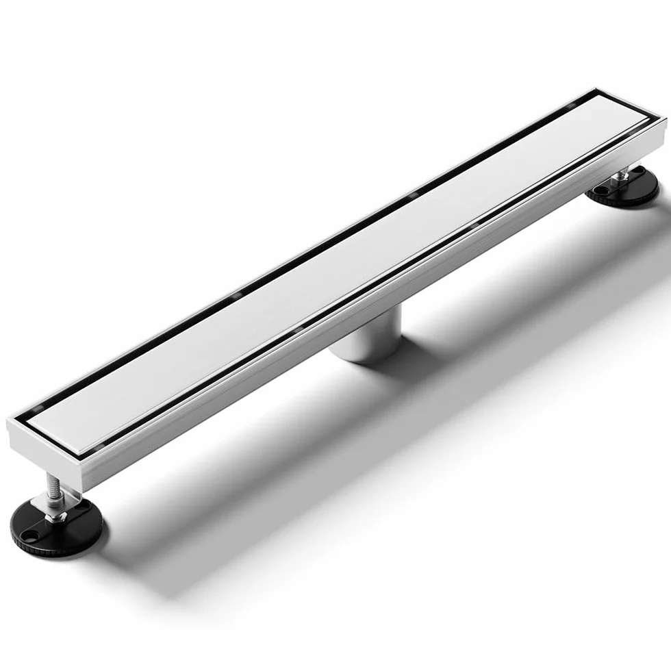 Liniowy odpływ prysznicowy 82 cm, szczotkowany odpływ prysznicowy ze stali nierdzewnej AISI 304 z panelem płytki 2 w 1, do łazienki, kuchni, garażu i nie tylko