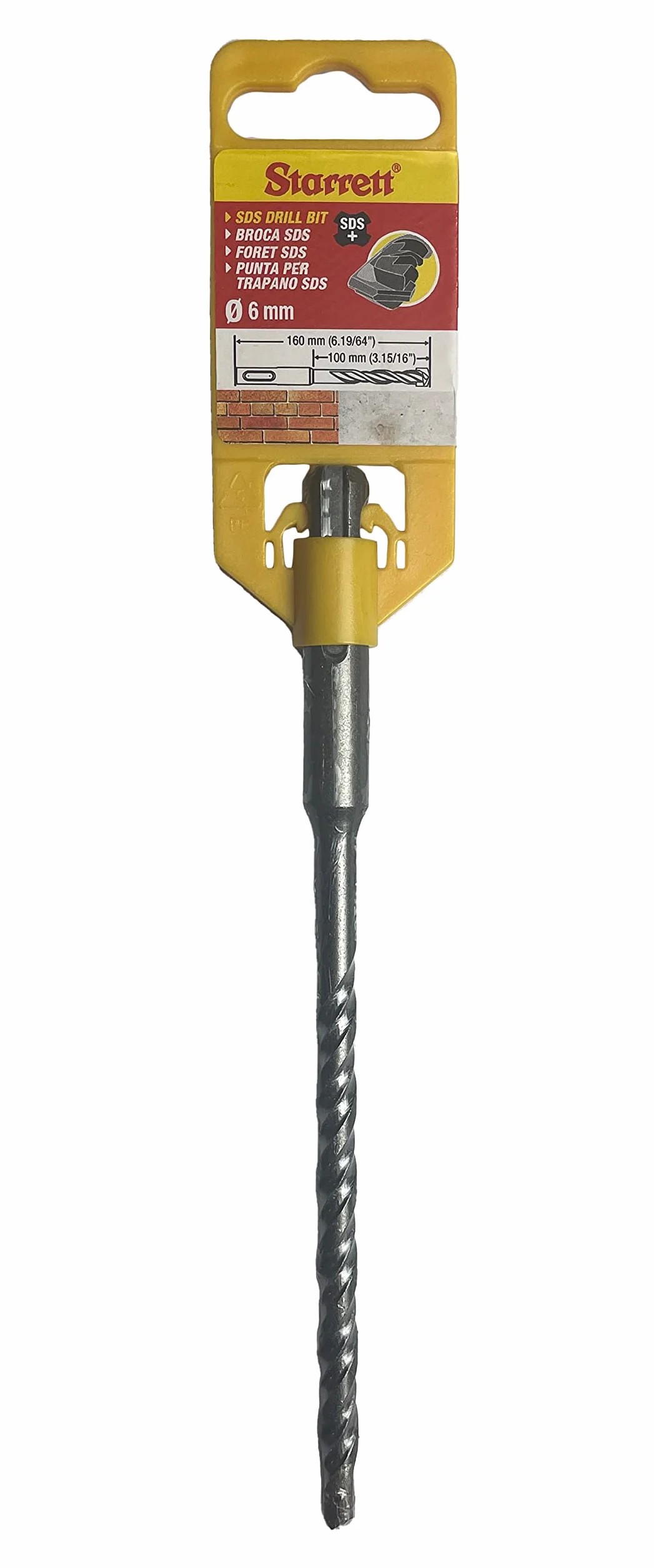Starrett SDS Plus. Wiertło - 6X160MM KBPS06B Końcówka z węglika spiekanego 2-punktowe wiertło udarowe - do betonowych cegieł kamiennych