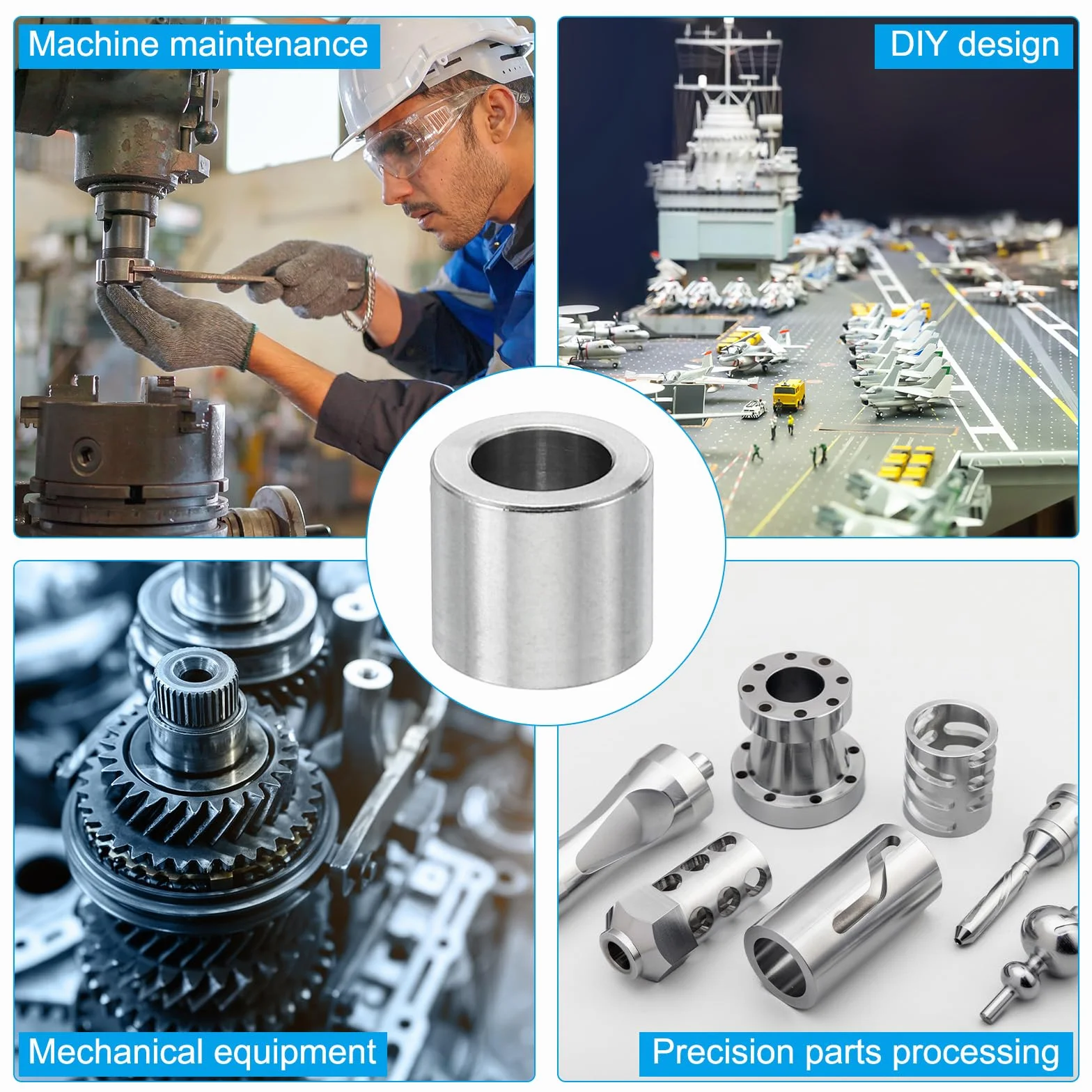 PATIKIL Podkładki dystansowe ze stali nierdzewnej M6, 5 szt. metalowa przekładka ze stali nierdzewnej 6,2 mm ID x 10 mm OD x 10 mm L dystansowa śruba okrągła do śrub 1/4" lub M6