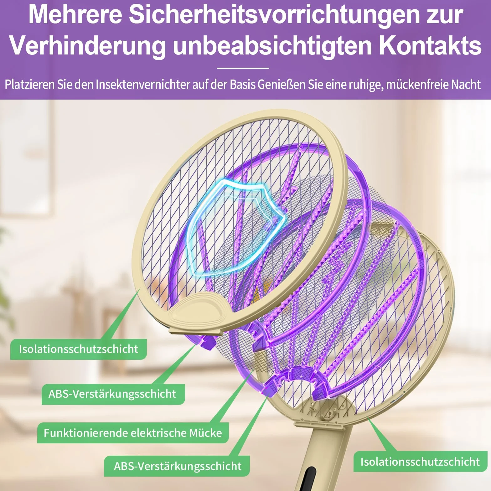OKYUK Elektryczna łapka na muchy 3 w 1, składana, 3500 V, bardzo mocna elektryczna łapka na muchy, niszczyciel owadów lampa UV na komary, zdejmowana podstawa ładująca, na komary, muchy, ćmy, ze