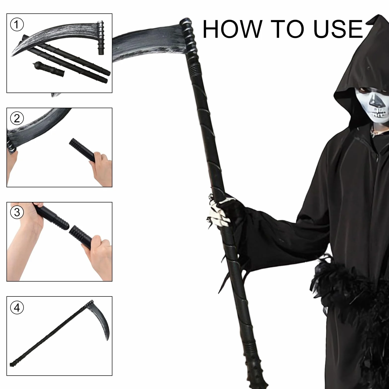 Kosa Ponury Żniwiarz Halloween Cosplay z Tworzywa Sztucznego 81 cm