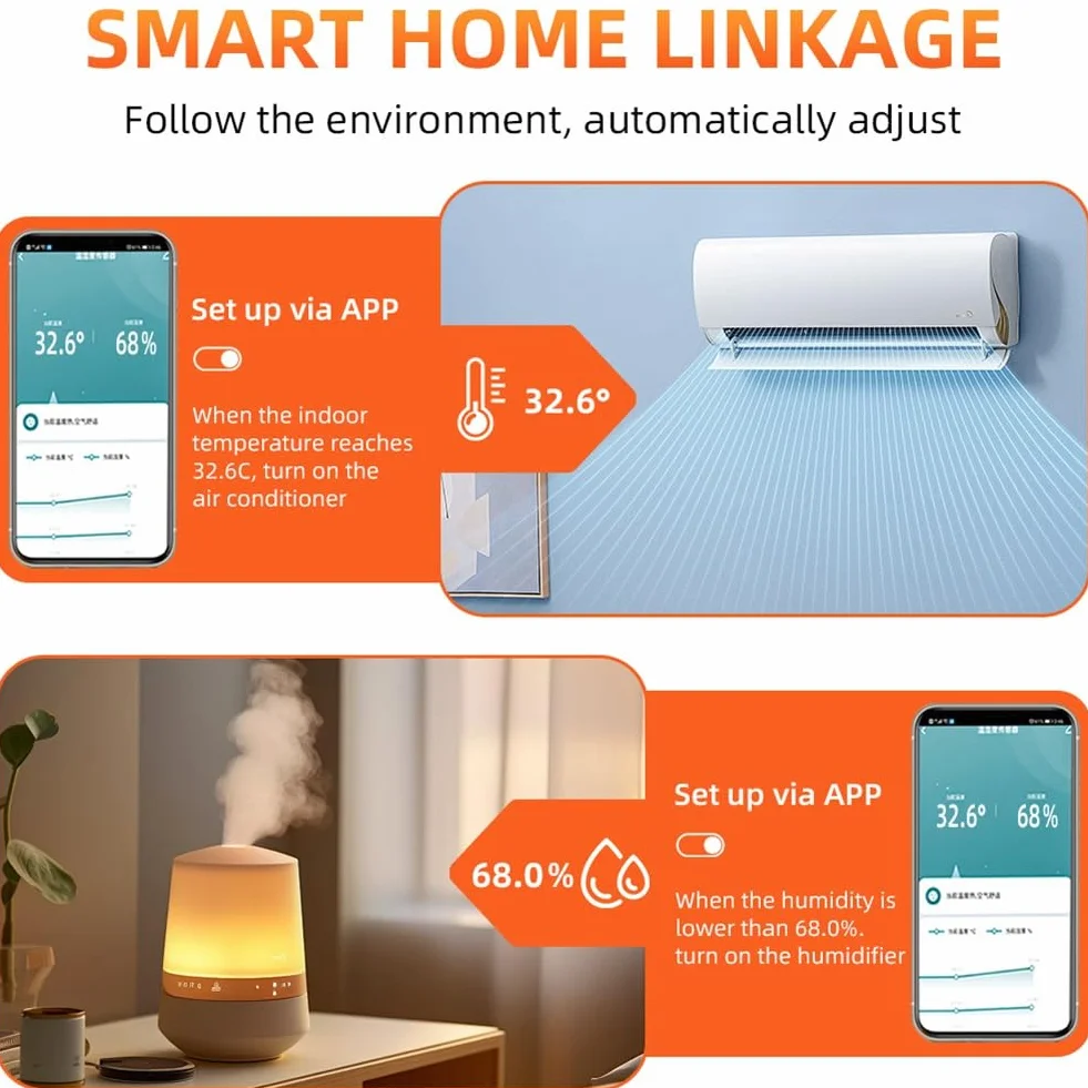 ZigBee czujnik wilgotności powietrza i temperatury, inteligentny higrometr Smart Home