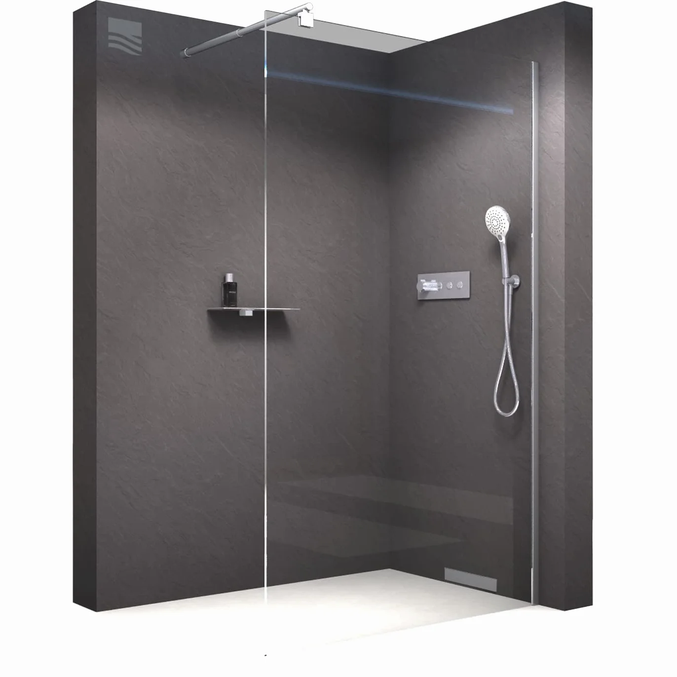 BERNSTEIN Przegroda prysznicowa Szkło Kabina prysznicowa bez brodzika Walk-In Nano ESG Szkło hartowane Echtglas EX101 Szkło przezroczyste 120 x 200 cm