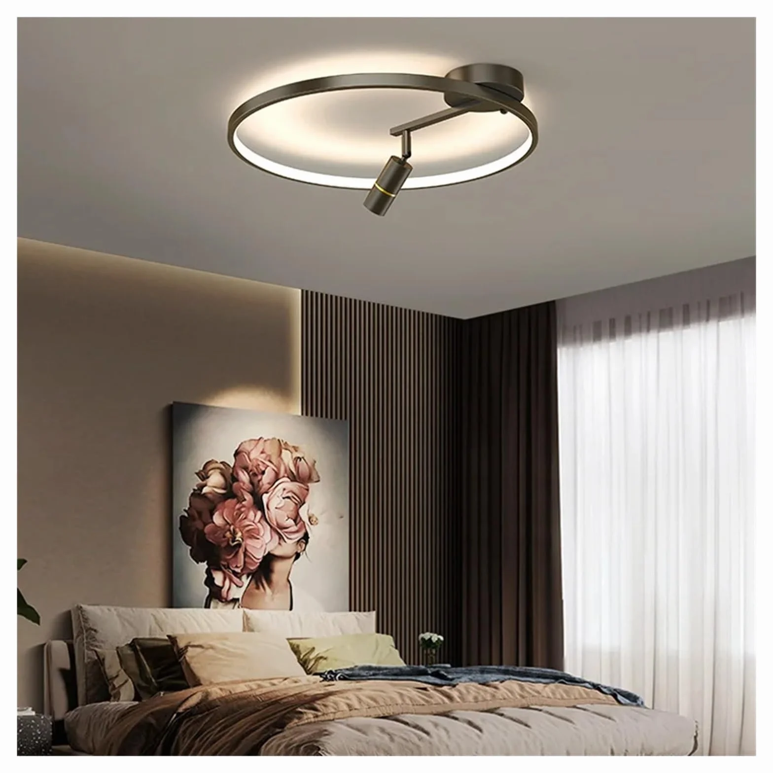Nowoczesna lampa sufitowa LED do sypialni, jadalni, salonu, lampa wisząca do korytarza, restauracji, oświetlenie do gabinetu, domu dekoracyjnego, 50 cm, złota