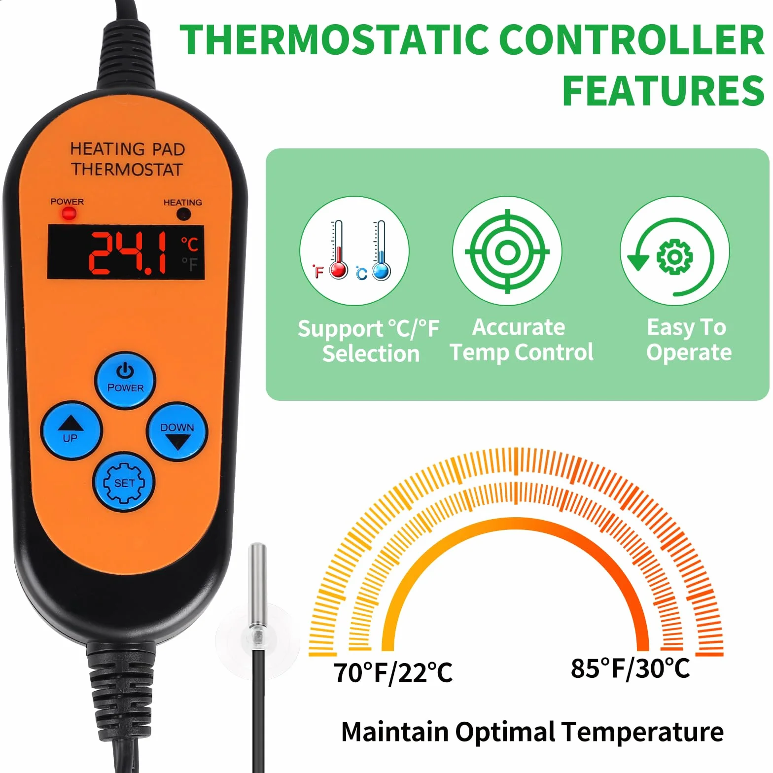 Mata grzewcza z termostatem 30W IP67 wodoodporna do terrarium szklarni 2 maty 1 kontroler