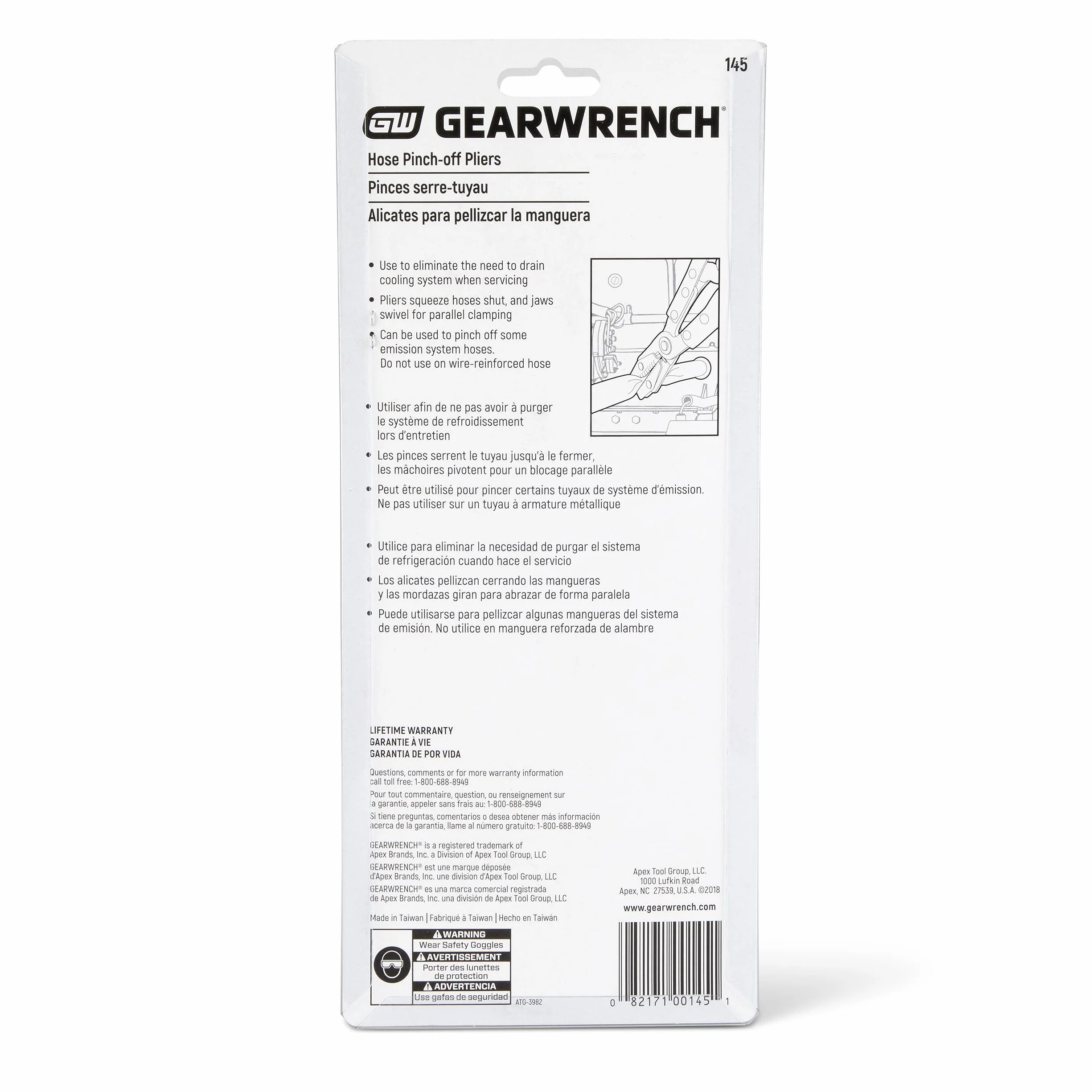 GEARWRENCH Szczypce zaciskowe do węża z grzechotką, 145, czarne