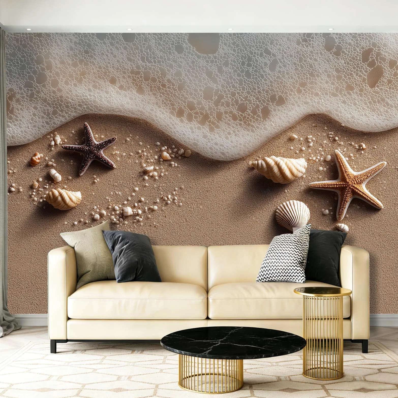 Fototapeta Natura Rozgwiazdy Morskie Muszle Plaża Tapety Murale Brązowy Fotografia Plakat Do Sypialni Salon Tv Ściana 350 x 256 cm