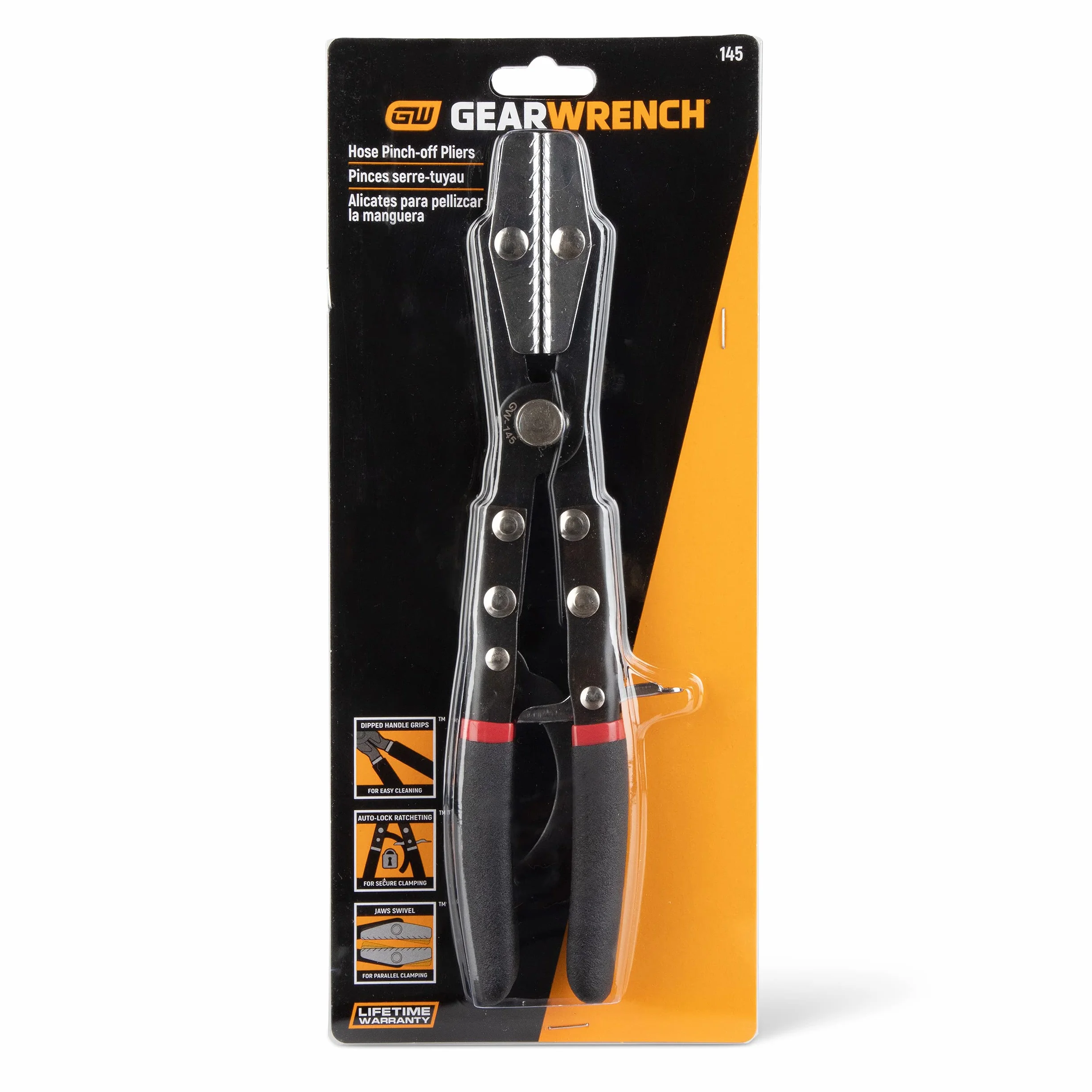 GEARWRENCH Szczypce zaciskowe do węża z grzechotką, 145, czarne