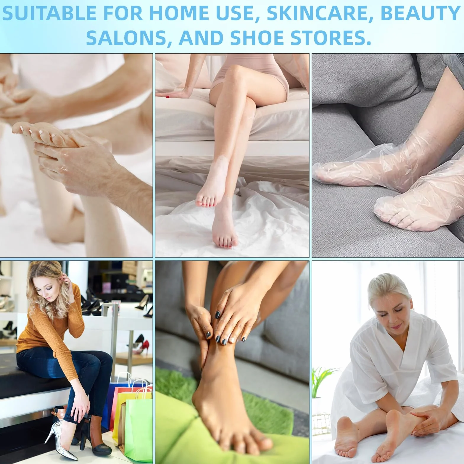 Qianyu 100 sztuk przezroczystych plastikowych butów jednorazowych z tworzywa sztucznego, maska na stopy, parafina, wosk, worki do kąpieli parafinowych do wosku Hot SPA, suche, popękane dłonie, stopy