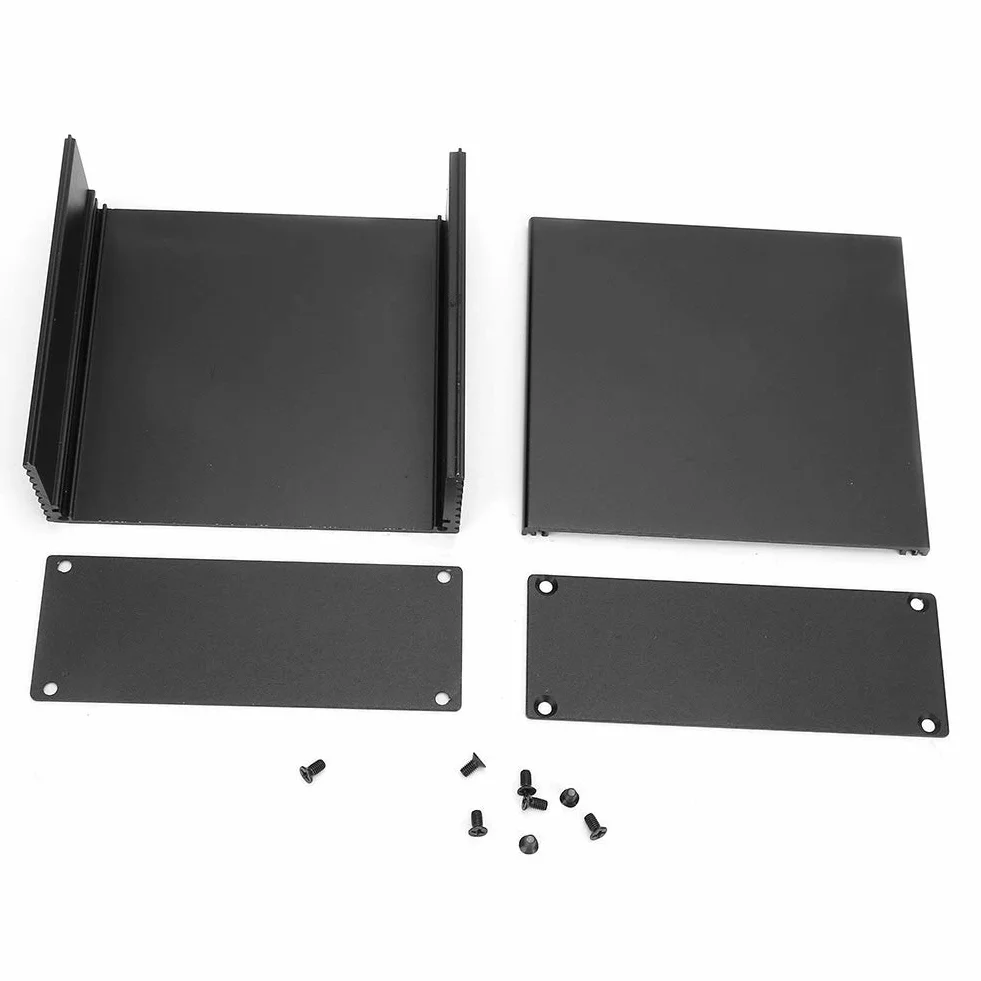 Aluminiowa puszka projektowa, DIY skrzynka przyłączeniowa, skrzynka elektryczna, skrzynka elektroniczna, skrzynka chłodząca obudowa karty obwodowej 40 x 100 x 110 mm czarna