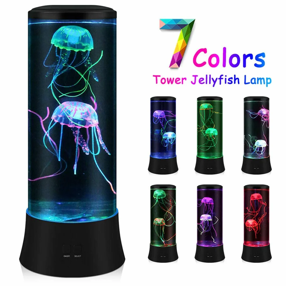 Lampa POYO z meduzami, LED lampa lawendowa z meduzami zmieniającymi kolor, 7 ustawień kolorów, lampa nastrojowa, dekoracja do domu, biura, wspaniały prezent dla dzieci