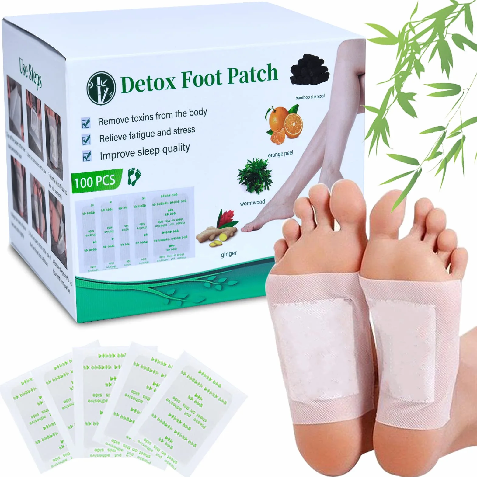 Detox plastry do stóp odtruwania 100 sztuk – Detox plaster na stopy, odtruwające bóle stóp, pomaga w łagodzeniu bólu i odprężeniu.