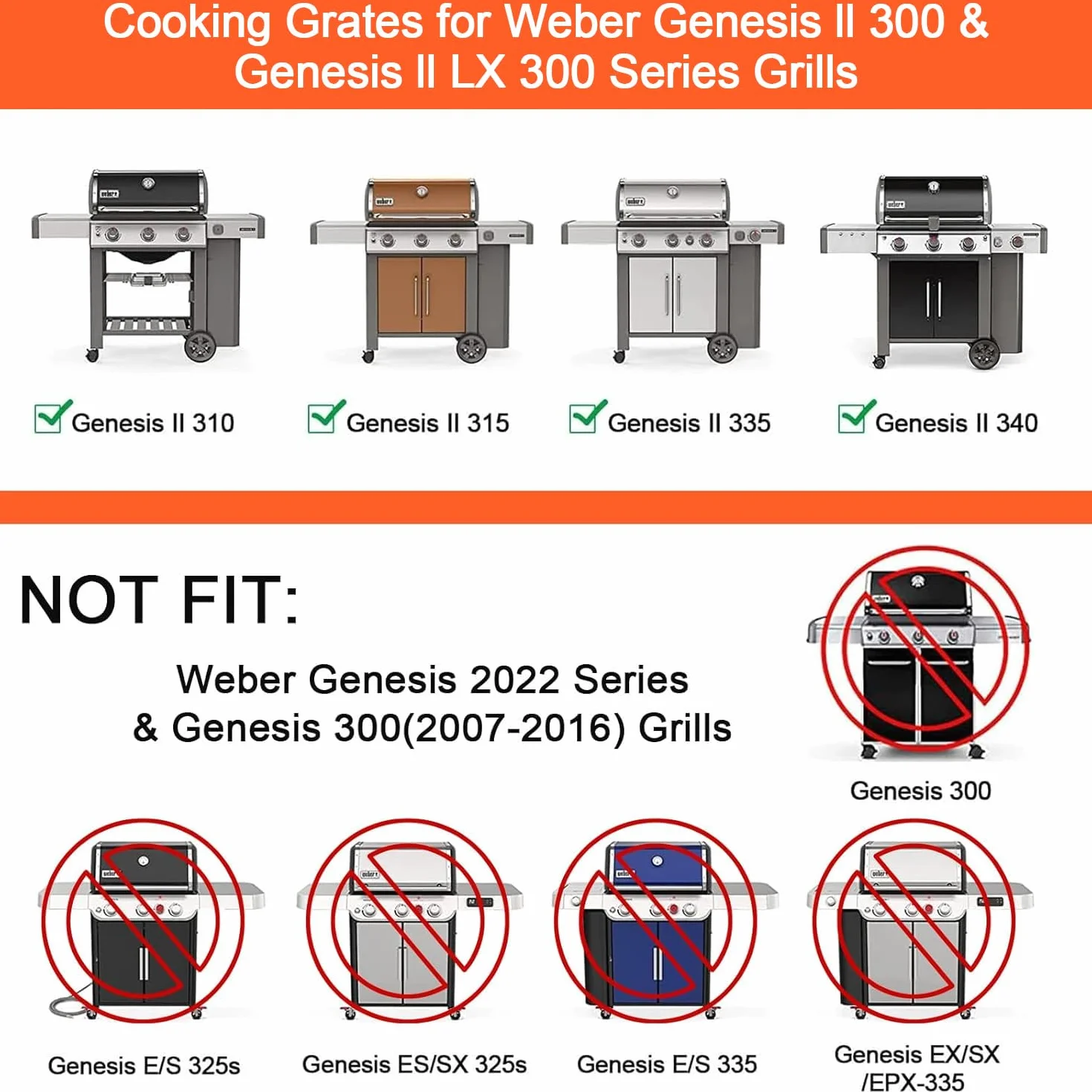 GFTIME żeliwne ruszty do grilla gazowego Weber Genesis II, 2 sztuki 47,6 x 33,7 cm