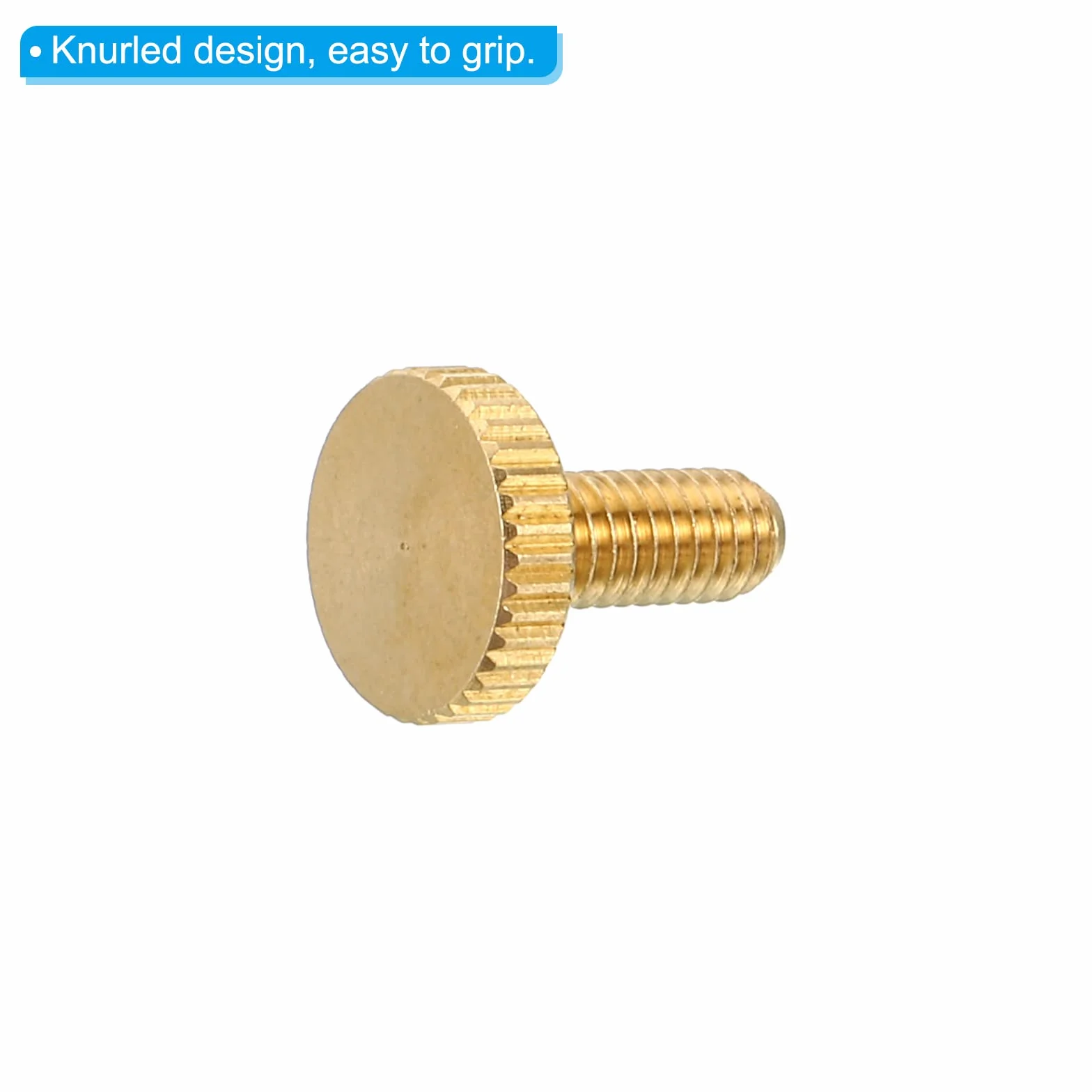 PATIKIL Zestaw 10 sztuk śrub na kciuk M4 x 10 mm, radełkowane, płaskie, mosiężne, śruby, uchwyty, uchwyty z prostymi ramionami, do lamp retro