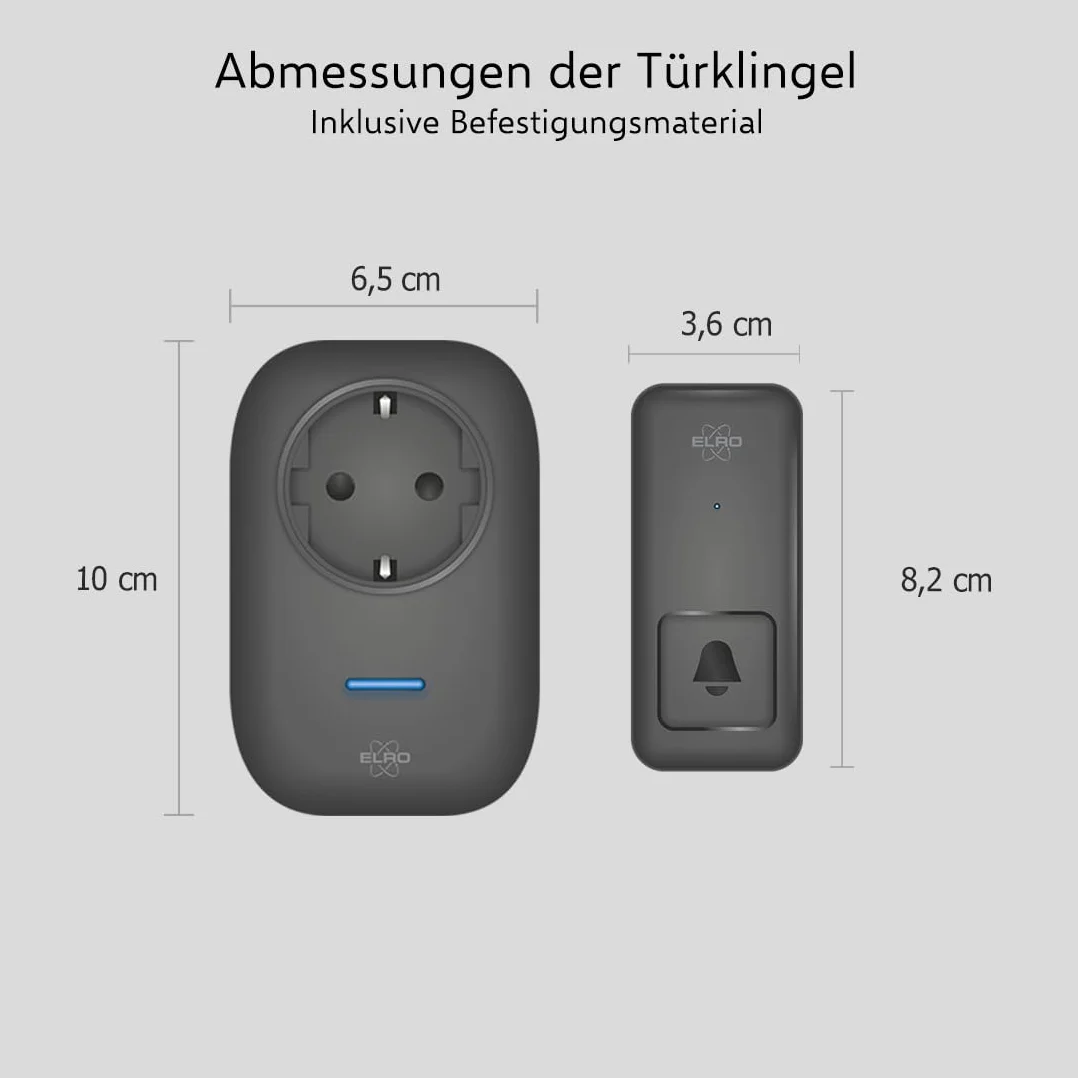 ELRO DB4000 Kinetic bezprzewodowy zestaw dzwonków do drzwi, z 2 odbiornikami wtykowymi z gniazdkiem, nie wymaga baterii, 150 metrów