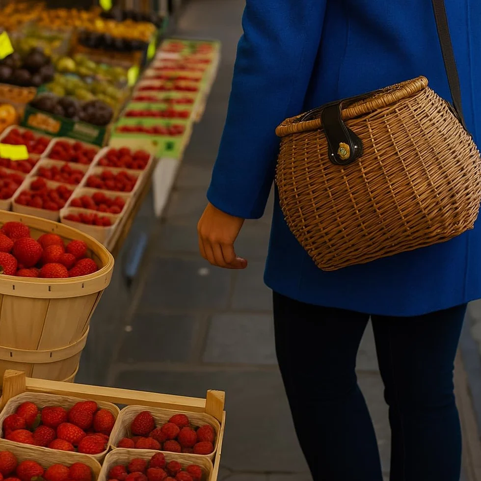 Kosz na grzyby wiklinowy kosz z paskiem na ramię cm 32 x 27 x wys. 26 luksów