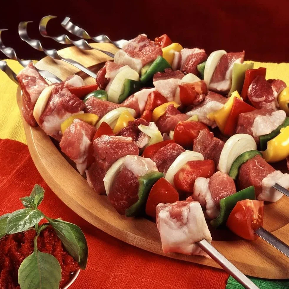 Rożen do Grilla, Szaszłyki do Mięsa, Szpikulce ze Stali Nierdzewnej, Długie Akcesoria do Grilla, 12 Sztuk (30 cm)