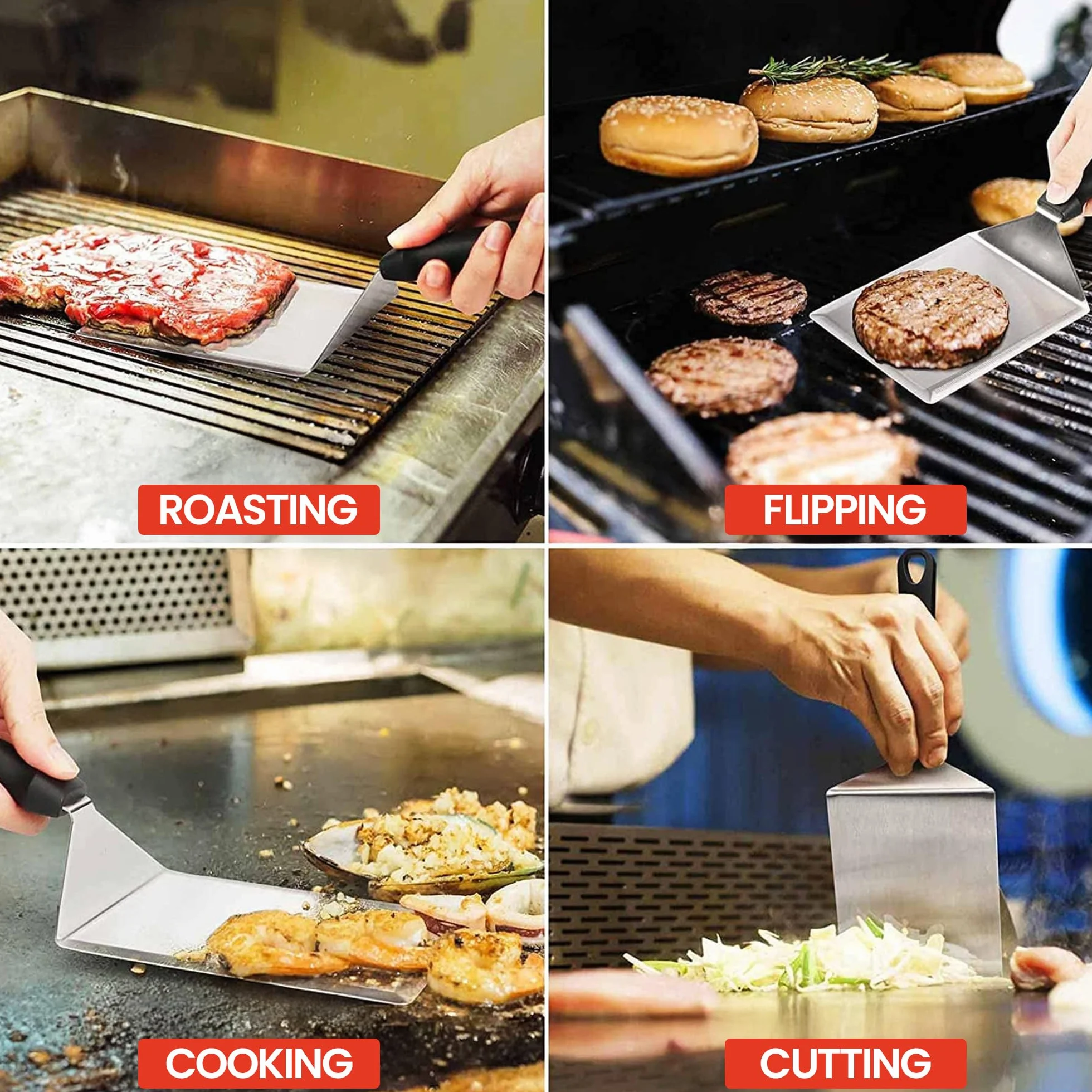 Zestaw prasy do burgerów 4 szt, prasa do hamburgerów z uchwytami odpornymi na ciepło, prasa do mięsa, Smash Burger, grillowanie w domu, zestaw do burgerów, domowy grill, BBQ