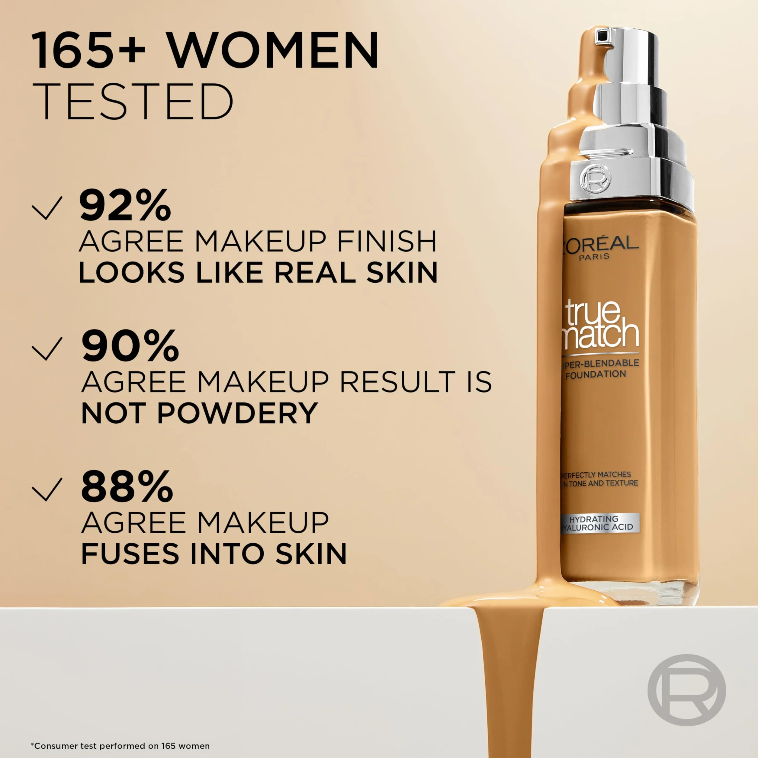 L'Oréal Paris True Match trwały podkład do twarzy w płynie, pielęgnujący z kwasem hialuronowym, SPF 17, 3.N Beige Creme, 30 ml