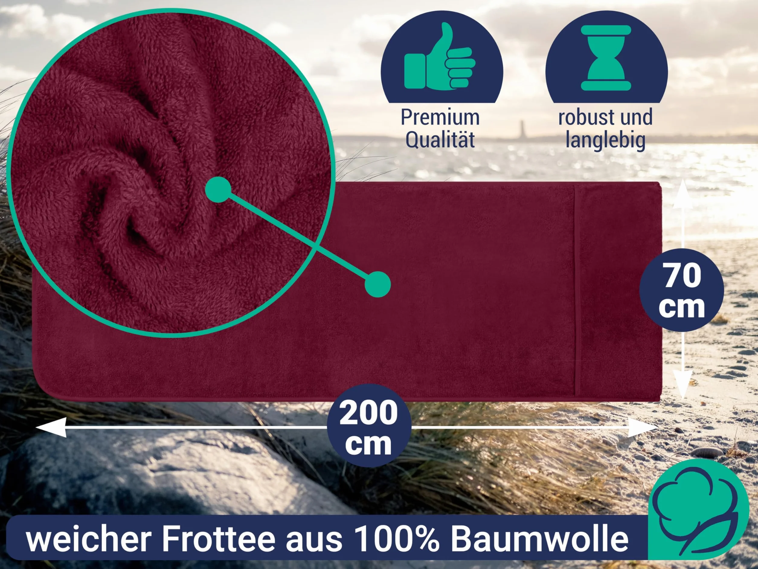 Pokrowiec na krzesło z tkaniny frotte 70 x 200 cm