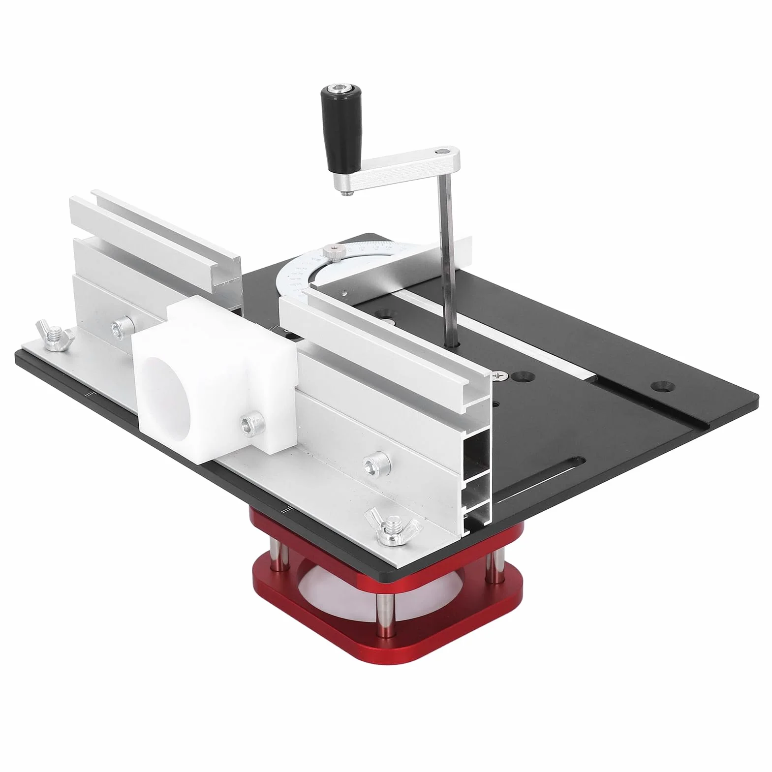 Generic Podstawa Podnośnika Routera Podstawa Stołu Routera ze Stopu Aluminium z 2-calowym Skokiem Podnoszenia Korba Ręczna Płytka 240x200 Mm do Stołu do Obróbki Drewna Użytkownicy Majsterkowicze