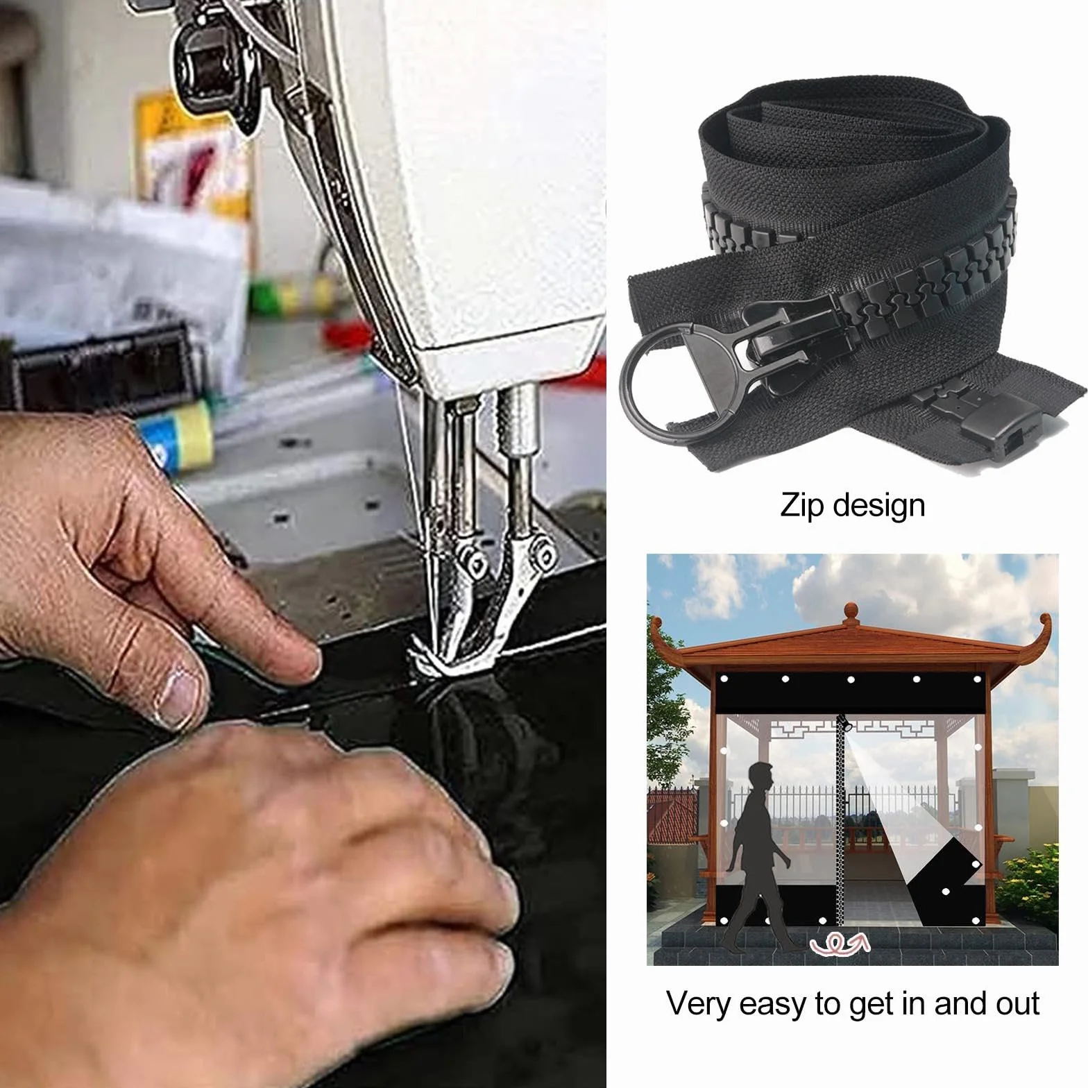 Pergola Przezroczysta Plandeka PCW Boczne Panele Zamek Błyskawiczny Wodoodporna